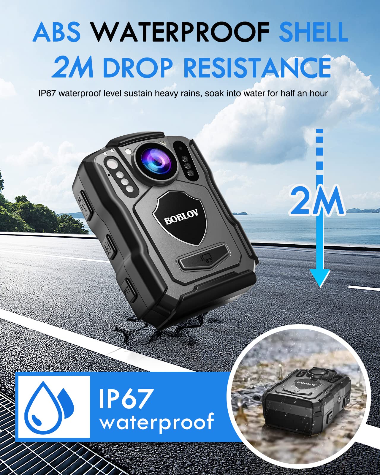 Boblov M5 Body Worn Camera, 2K Hd 64Gb Police Body Camera For Law Enforcement, 4200Mah Battery For 12Hours Video Record, Ip67 Wa