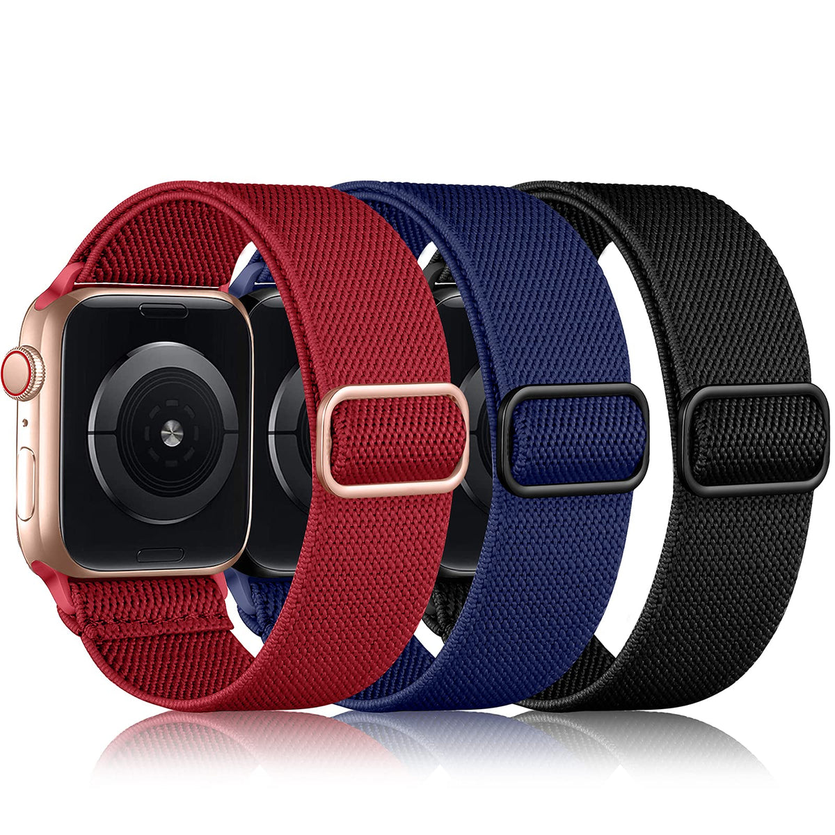 Daqin 3 Pack Elastic Band Compatible With Apple Watch Band 45Mm 46Mm 49Mm 44Mm 42Mm 41Mm 40Mm 38Mm, Nylon Sport Strap For Apple
