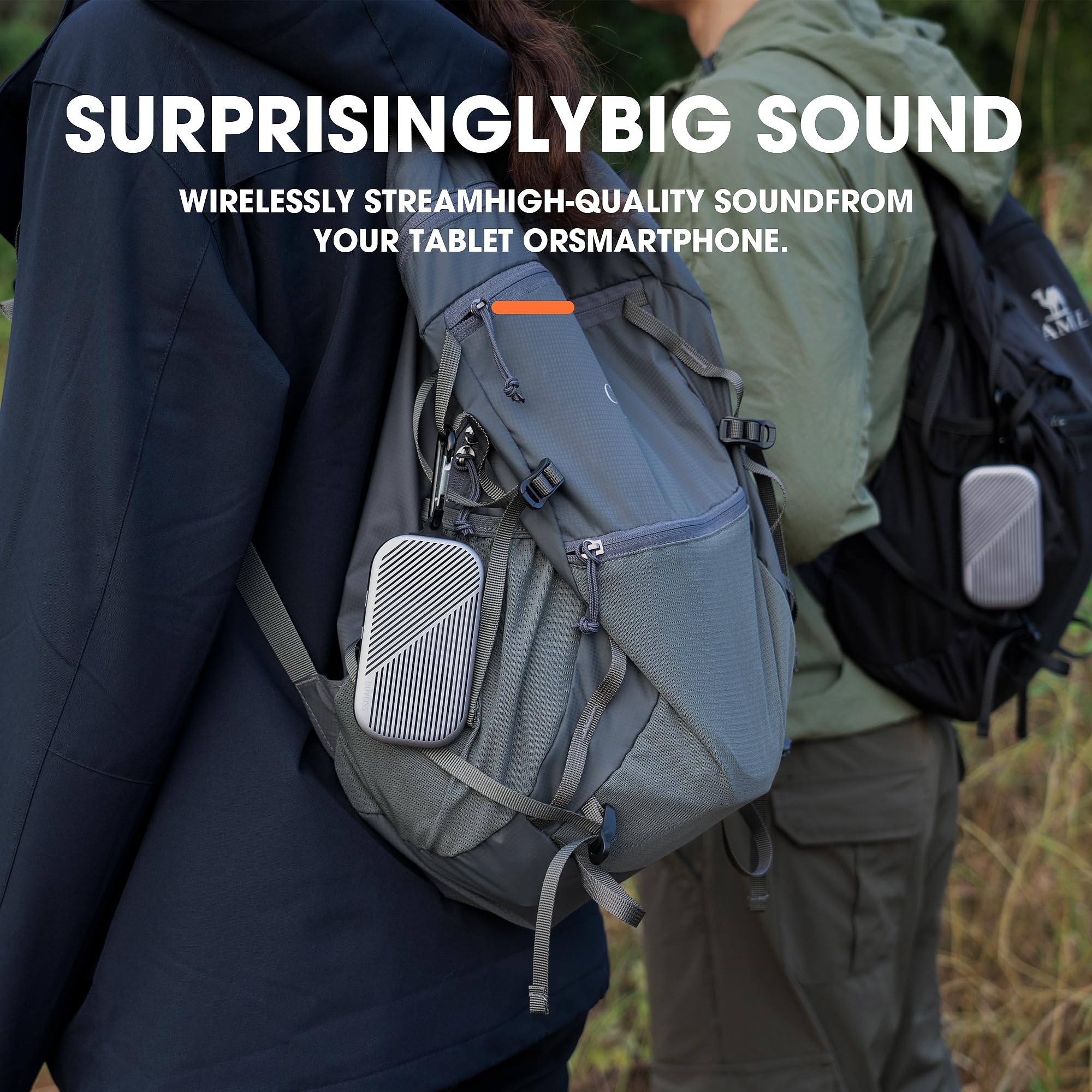 Duvoss Portable Speaker With Bluetooth, 0.5'' Ultra Thin Bluetooth Speaker, Integrated Carabiner, Mini Wireless Speaker Built In