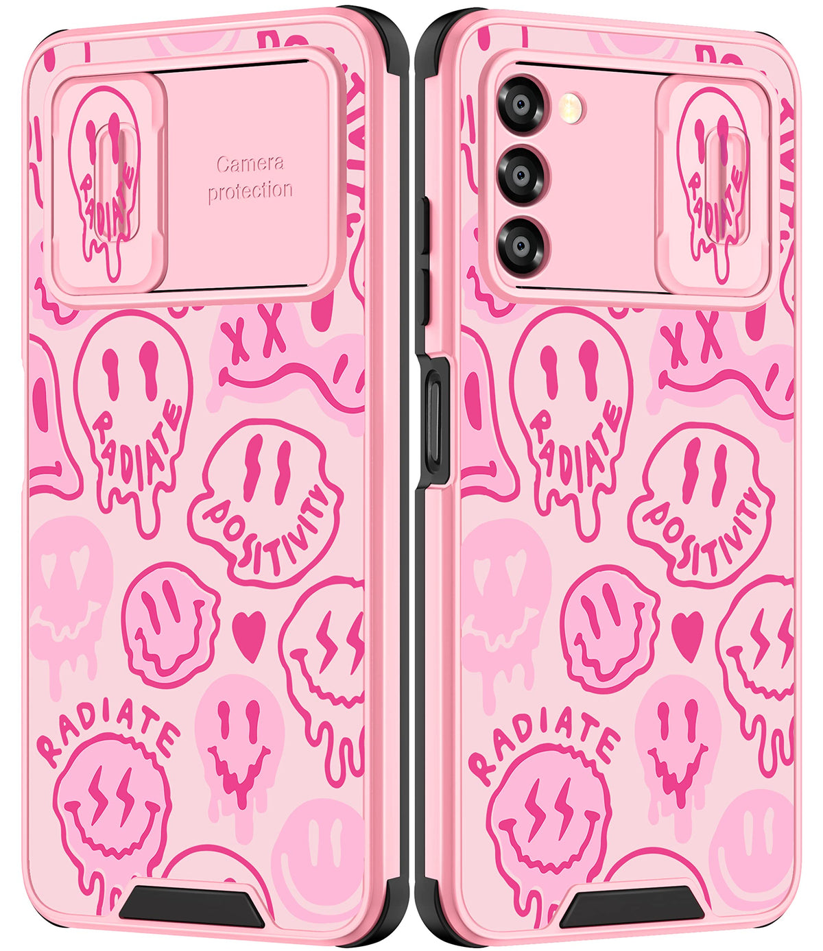Goocrux For Samsung Galaxy A03S Case Smiley Face For Girls Women Kawaii Cute Pink Girly Phone Cover Preppy Smile Unique Design A