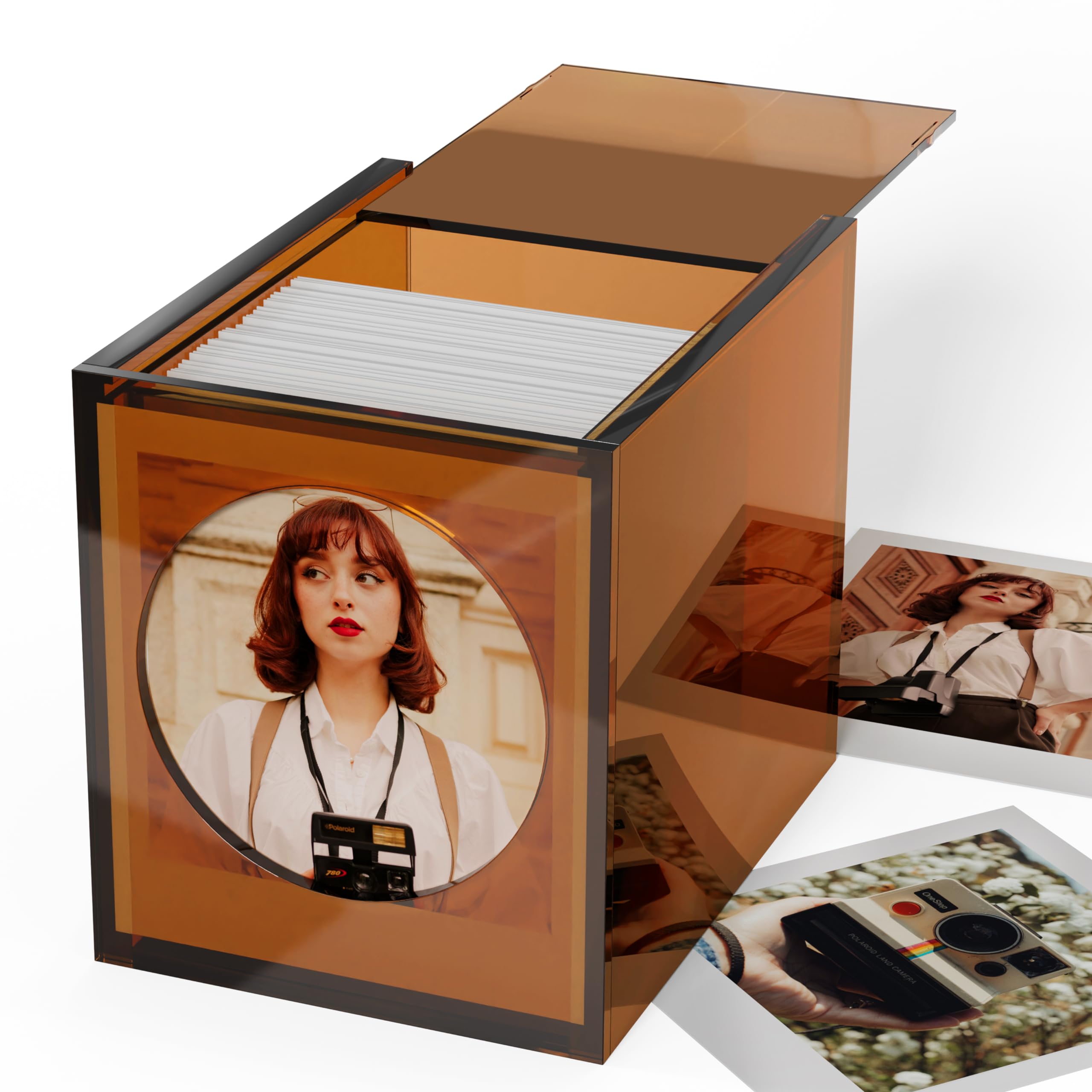 Winkine Acrylic Polaroid Frame & Photo Storage Box For Polaroid I Type/600/Sx 70 Film, Polaroid Film Picture Frame 4.2X3.5, Pola