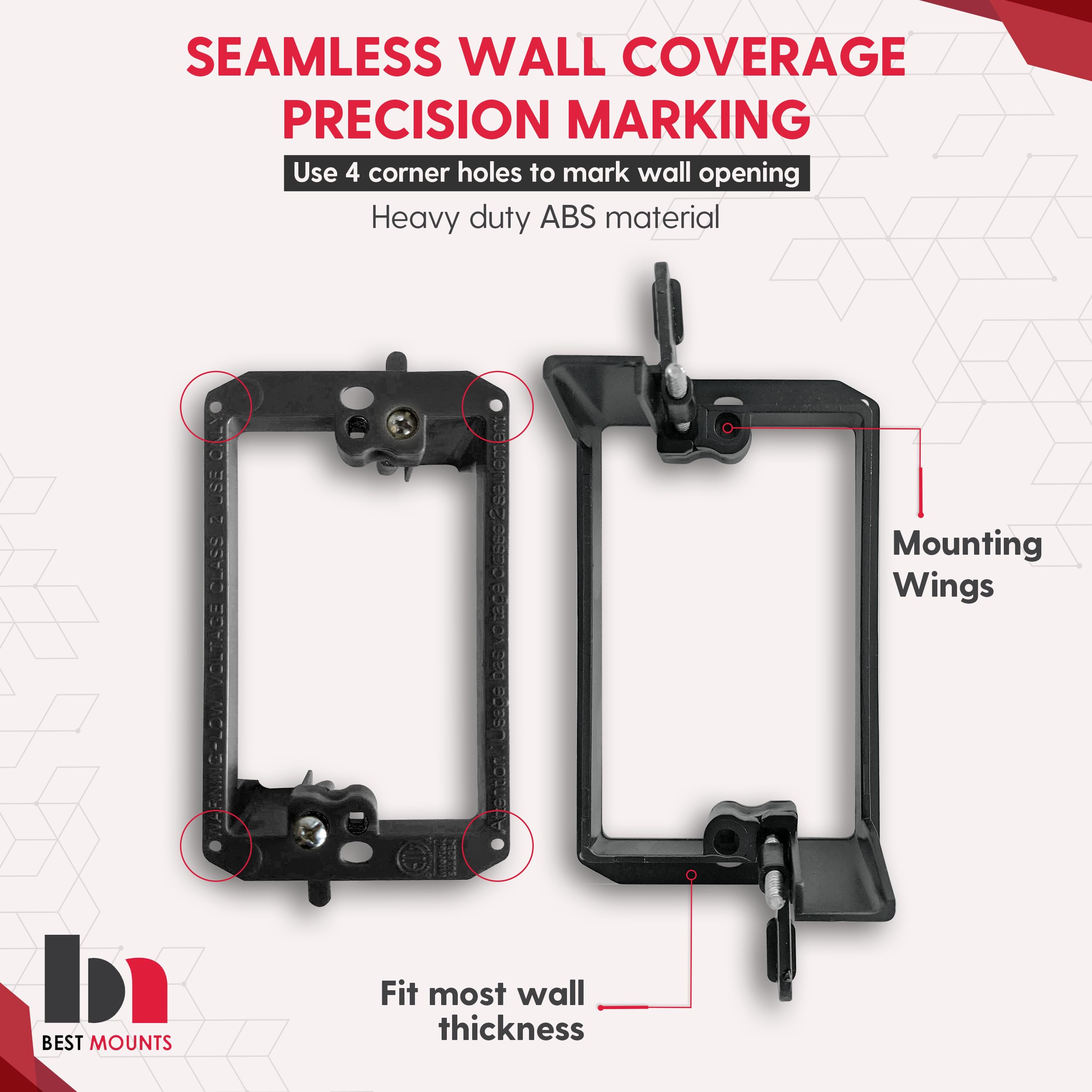 2 Pack Wall Plate With Bracket   In Wall Cable Management Kit   Recessed Wall Plate Cable Pass Through Pair With Single Gang Low