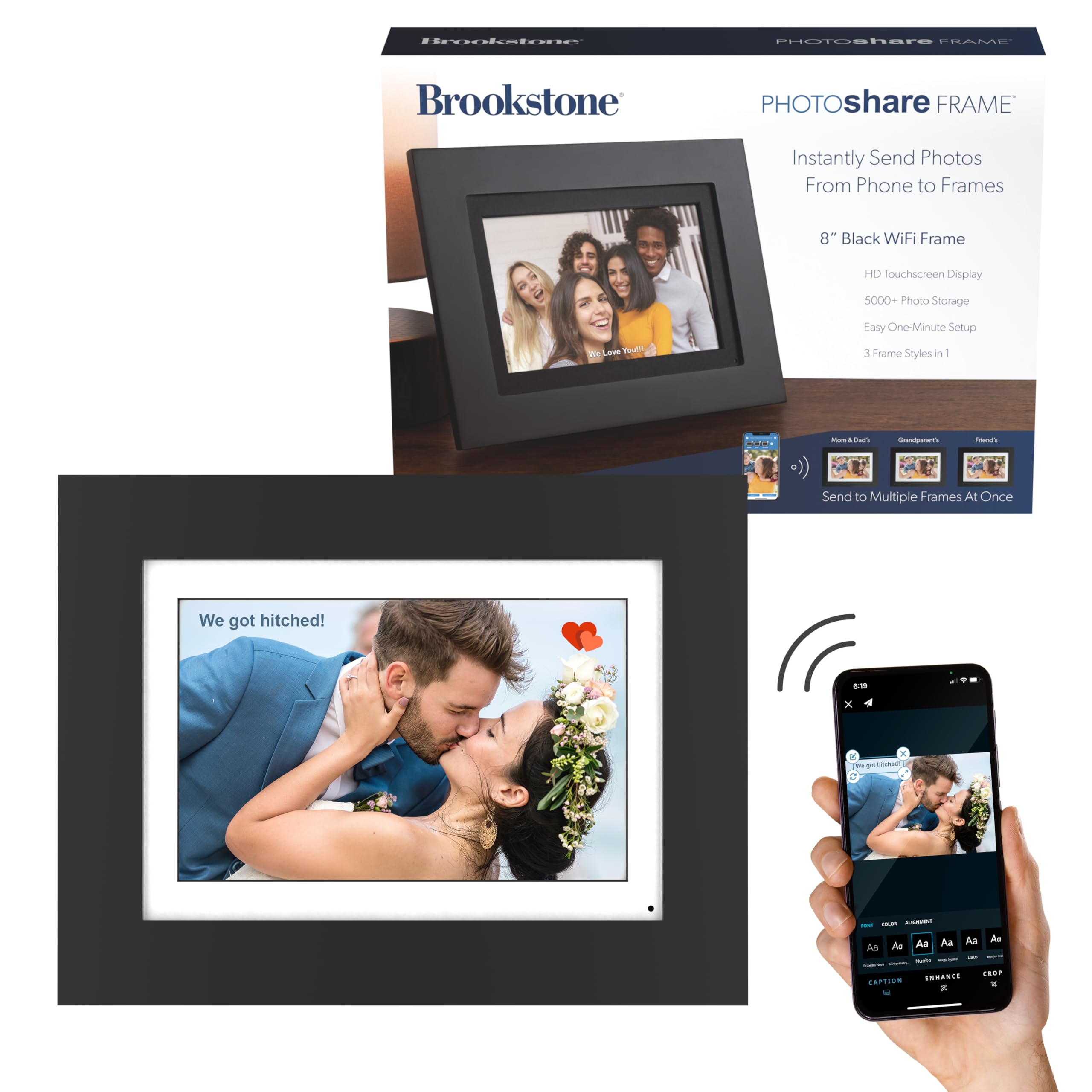 Brookstone 8    Wifi Digital Photo Frame | Send Photo Or Video From Phone To Digital Picture Frame With Free Photoshare Frame V2
