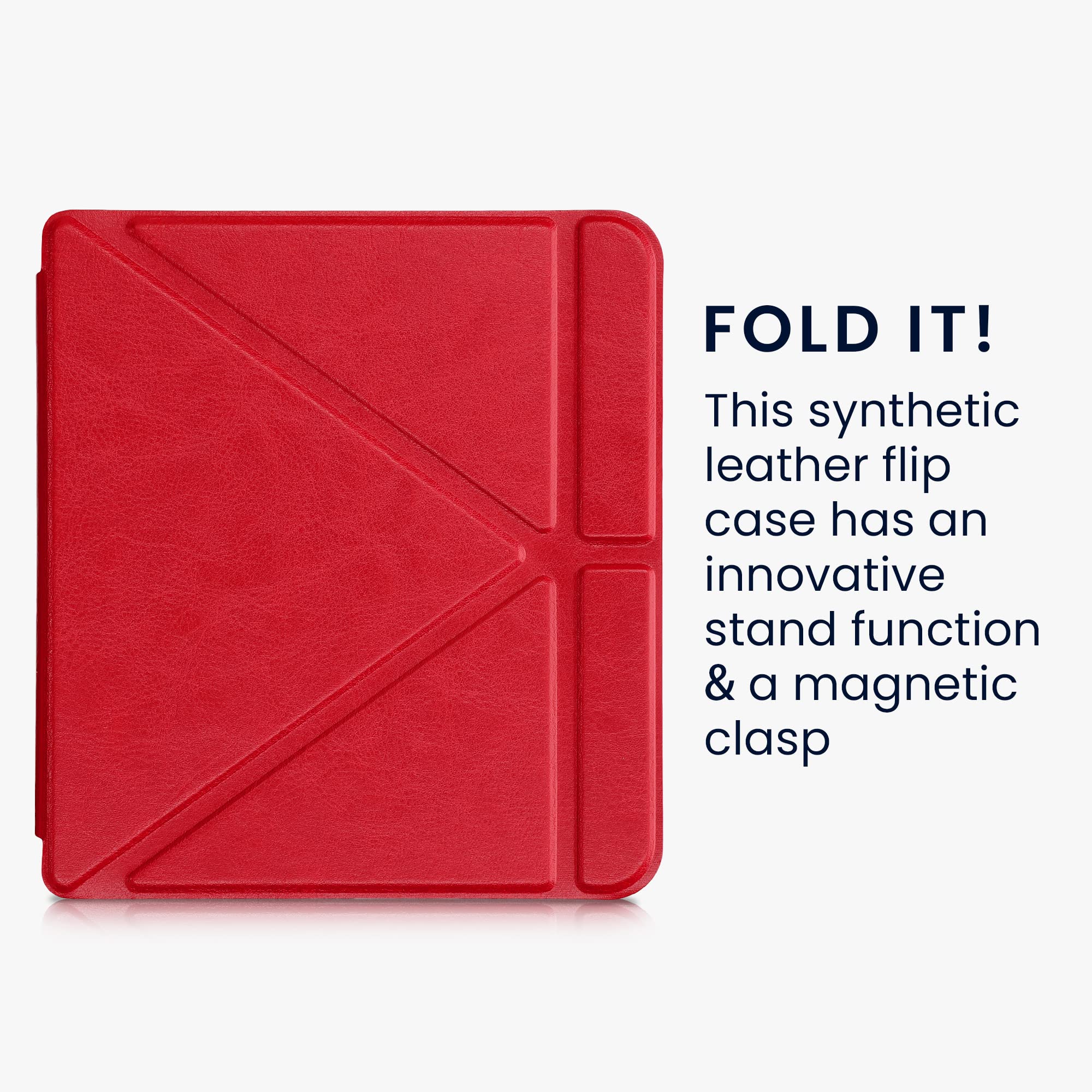 Kwmobile Origami Case Compatible With Kobo Libra 2 Case   Slim Pu Leather Cover With Stand   Red