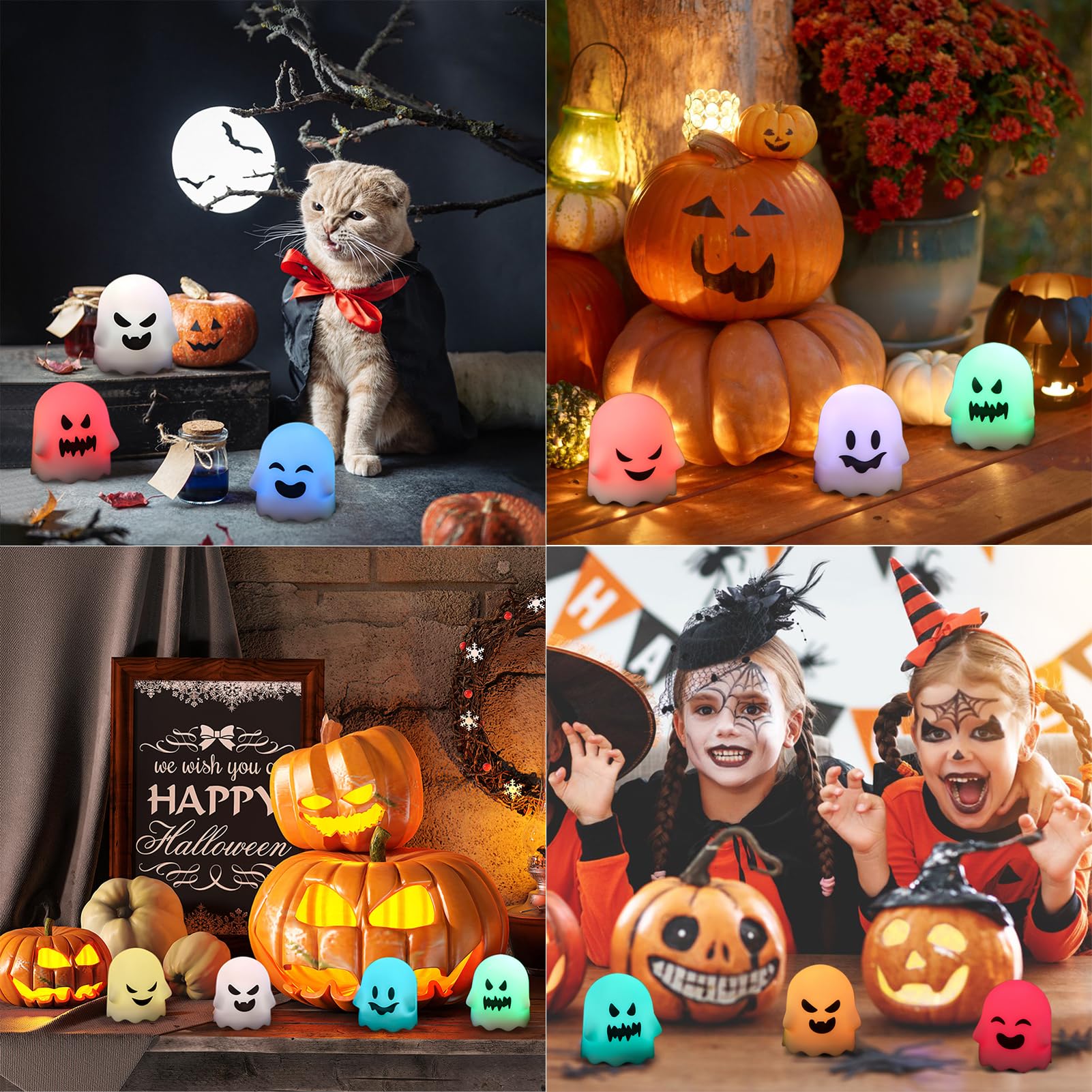 Dromance Ghost Flickering Flameless Candles Battery Operated With Remote And Timer 6 Pack Color Changing Light Spooky White Led