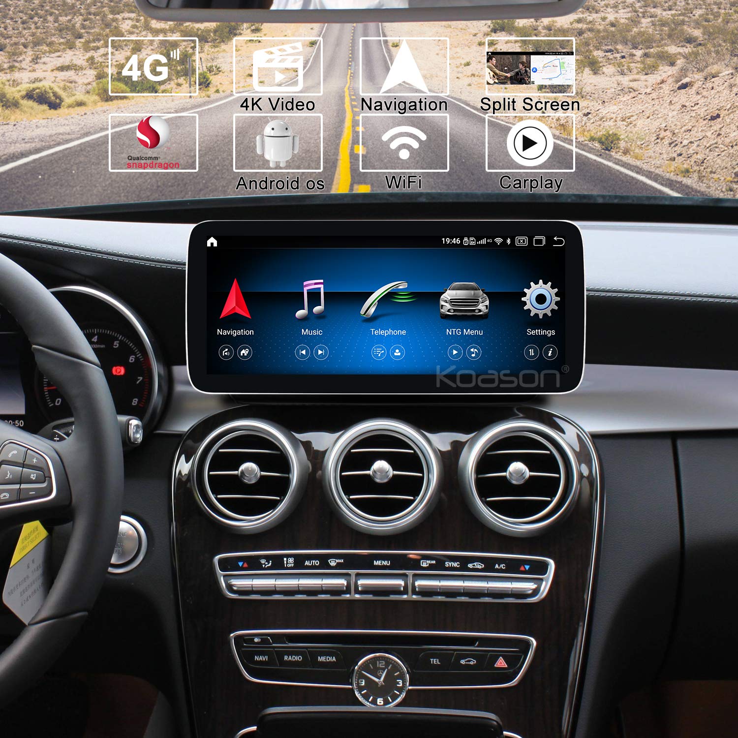 Android 10.25Inch Hd1920 Screen Upgrade Display Monitor Multimedia Player Gps Navigation For Mercedes Benz C Glc 2014 2018 C180