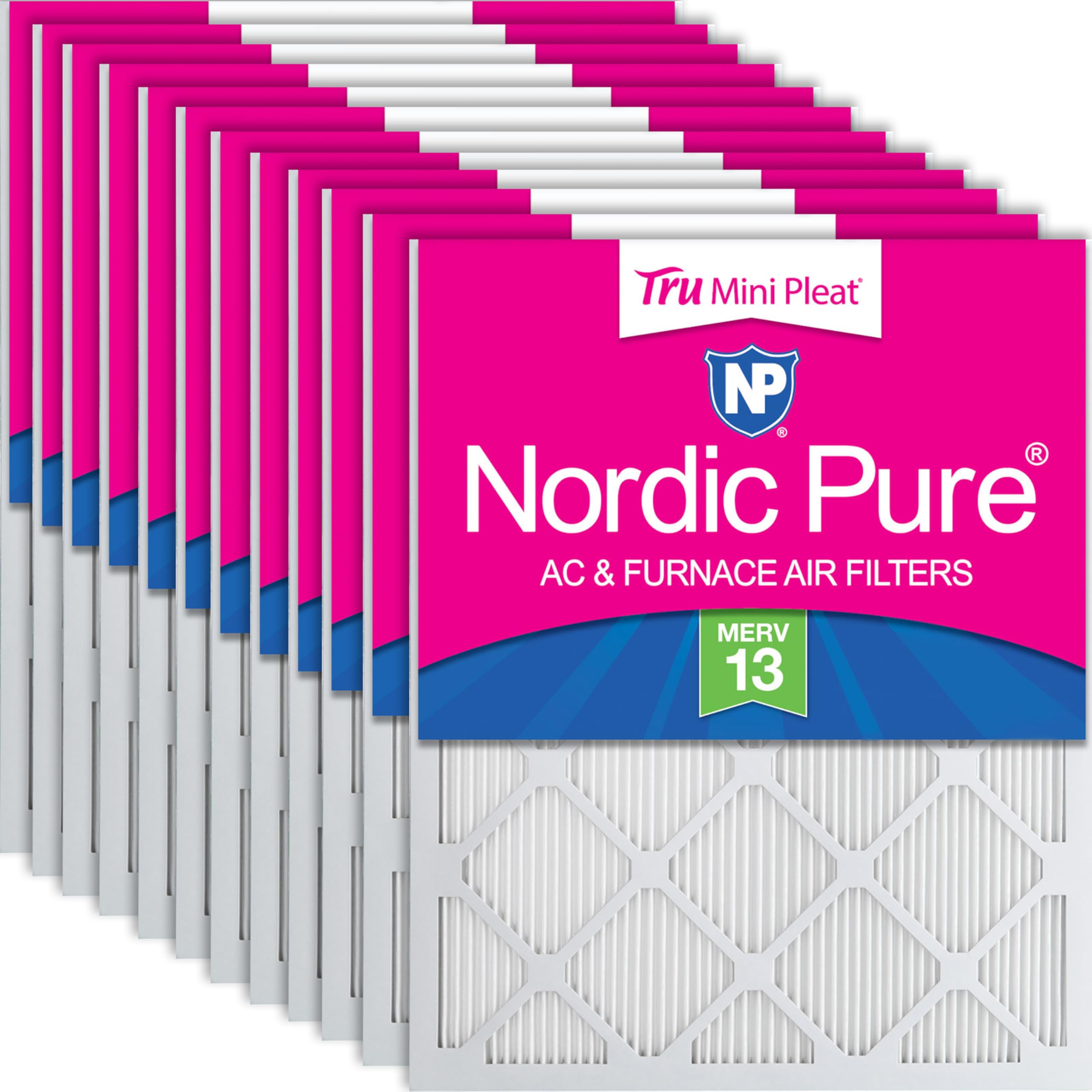 Nordic Pure 16x25x1 (Actual Size: 15 1/2 x 24 1/2 x 3/4) Tru Mini Pleat MERV 13 AC Furnace Air Filters - 2.5X More Media for Lon