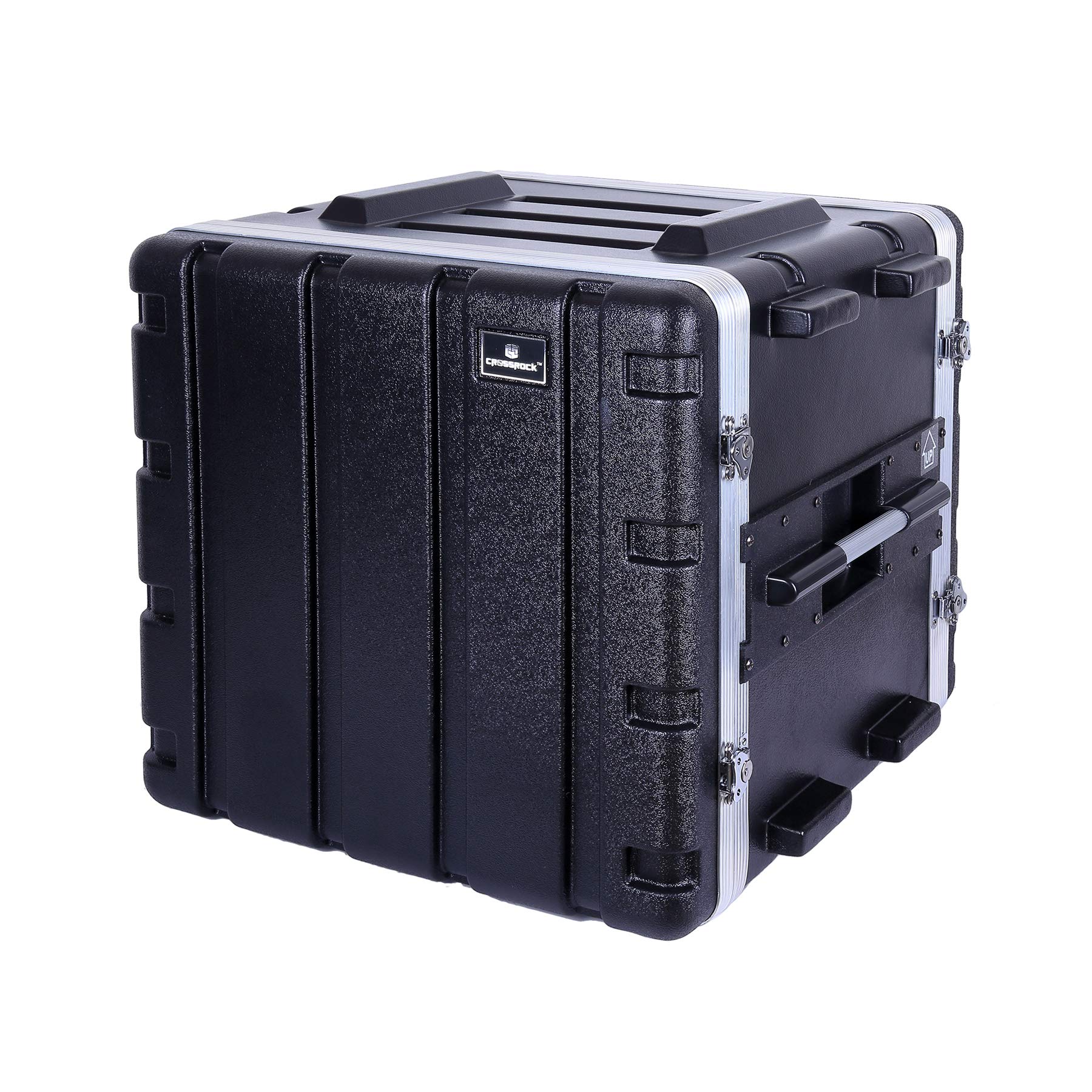 Crossrock Stackable 10U Rack Case, Standard 19.25    Depth, Polyethylene Hard-shell Construction with Heavy Duty Hardware-Black(