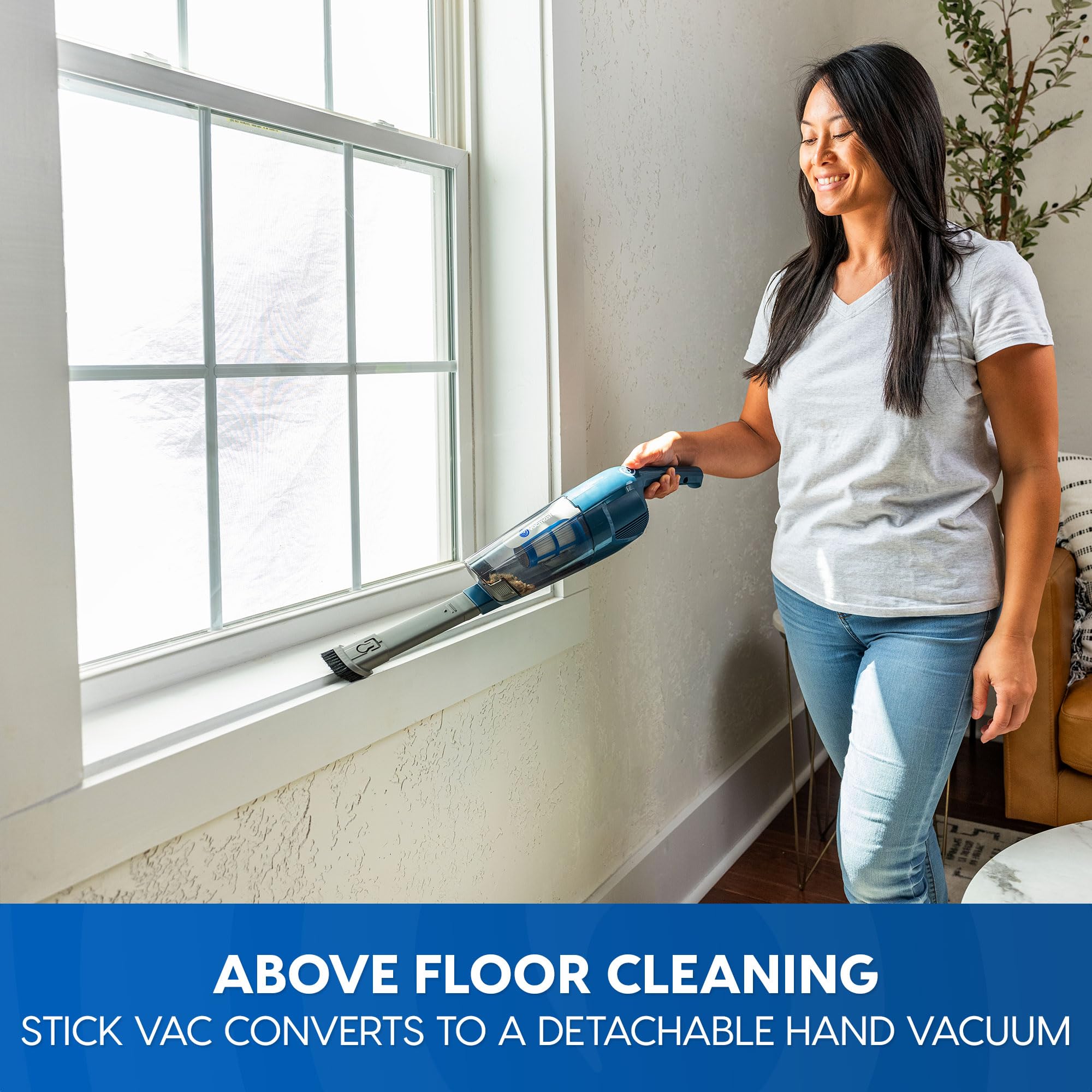 Vacmaster Portable 10.8V 2 In 1 Cordless Stick Lightweight Vacuum Cleaner With 2 Speed Power Control And Led Headlight For Hardw