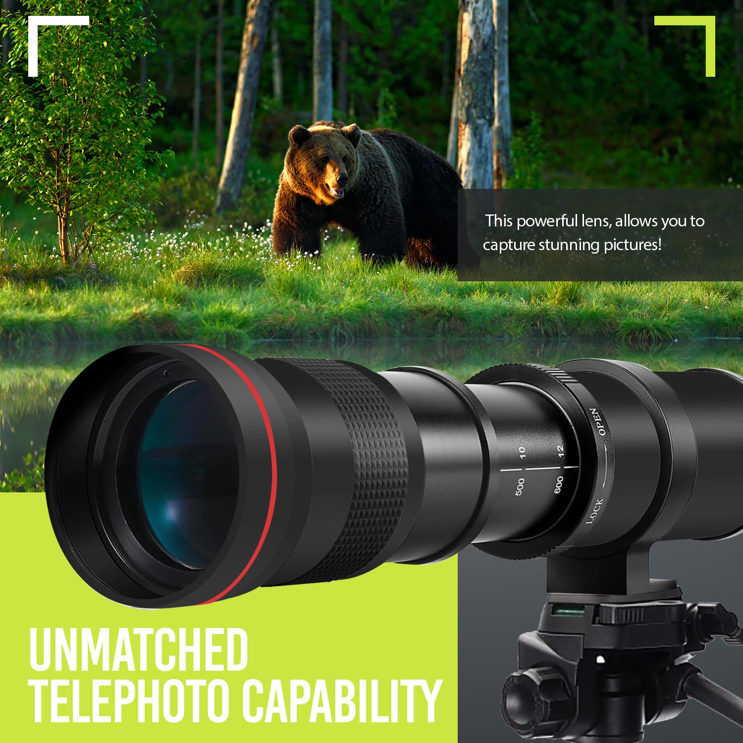 High Power 420 800Mm F/8.3 Manual Telephoto Zoom Lens For Canon Digital Eos Rebel Eos M, Eos M2, Eos M5, Eos M6, Eos M6 Mark Ii,