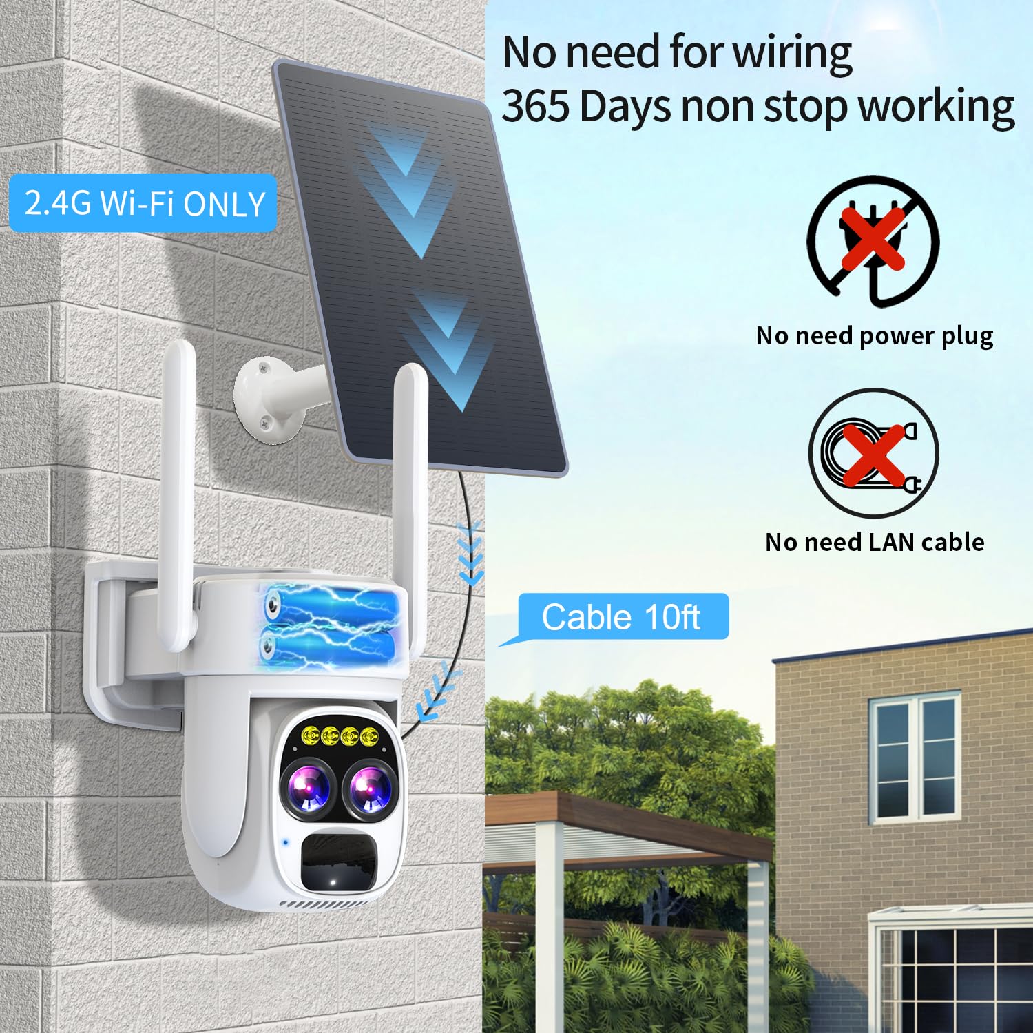 Letscee Security Cameras Wirelss Outdoor For Home Security, Alexa Cameras Solar Power,360 View Outside Camera,Motion Detection,1