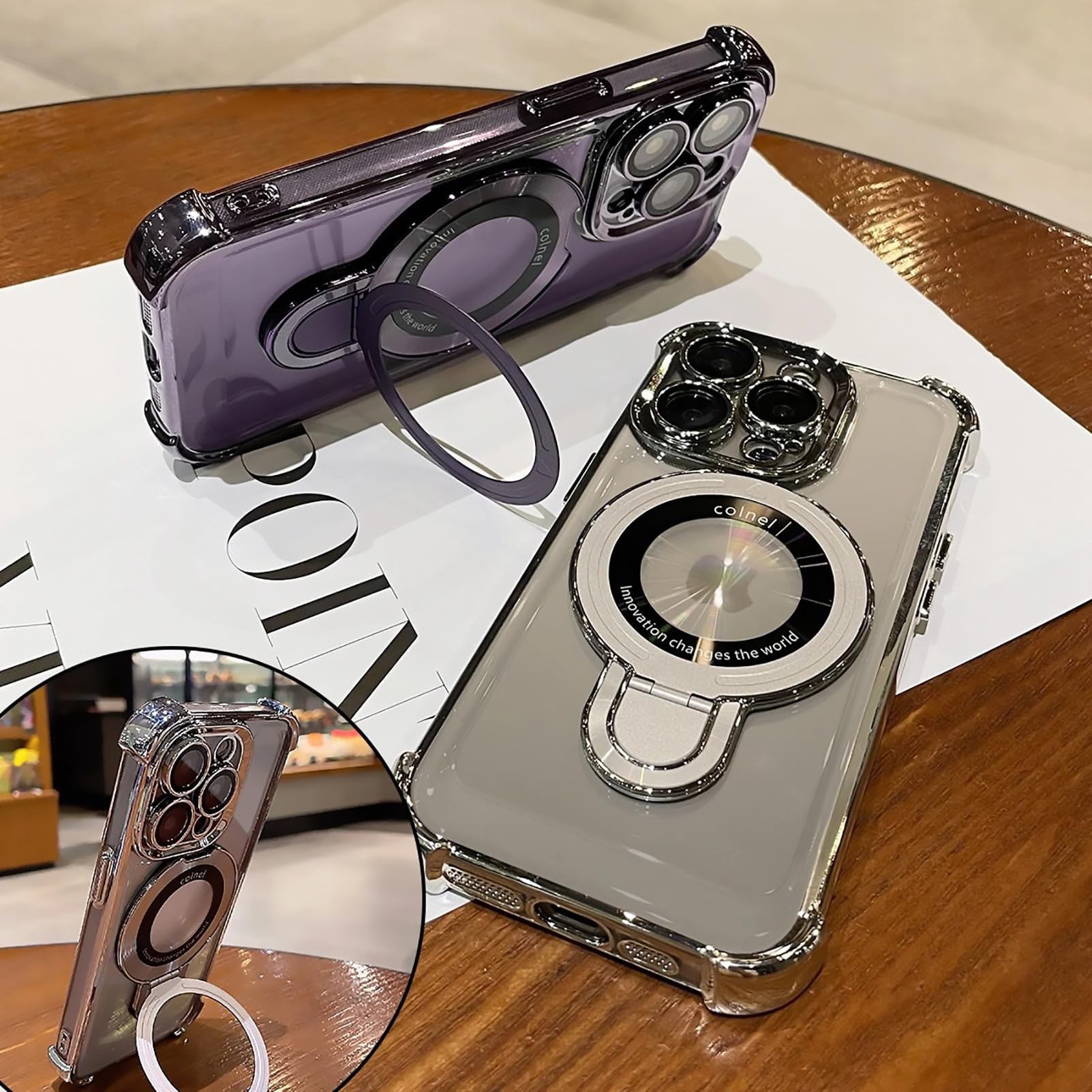 Uioeua For Iphone 13 Pro Case With Magnetic Ring Stand,[Compatible With Magsafe] Four Corners Shockproof [Military Grade Drop Pr