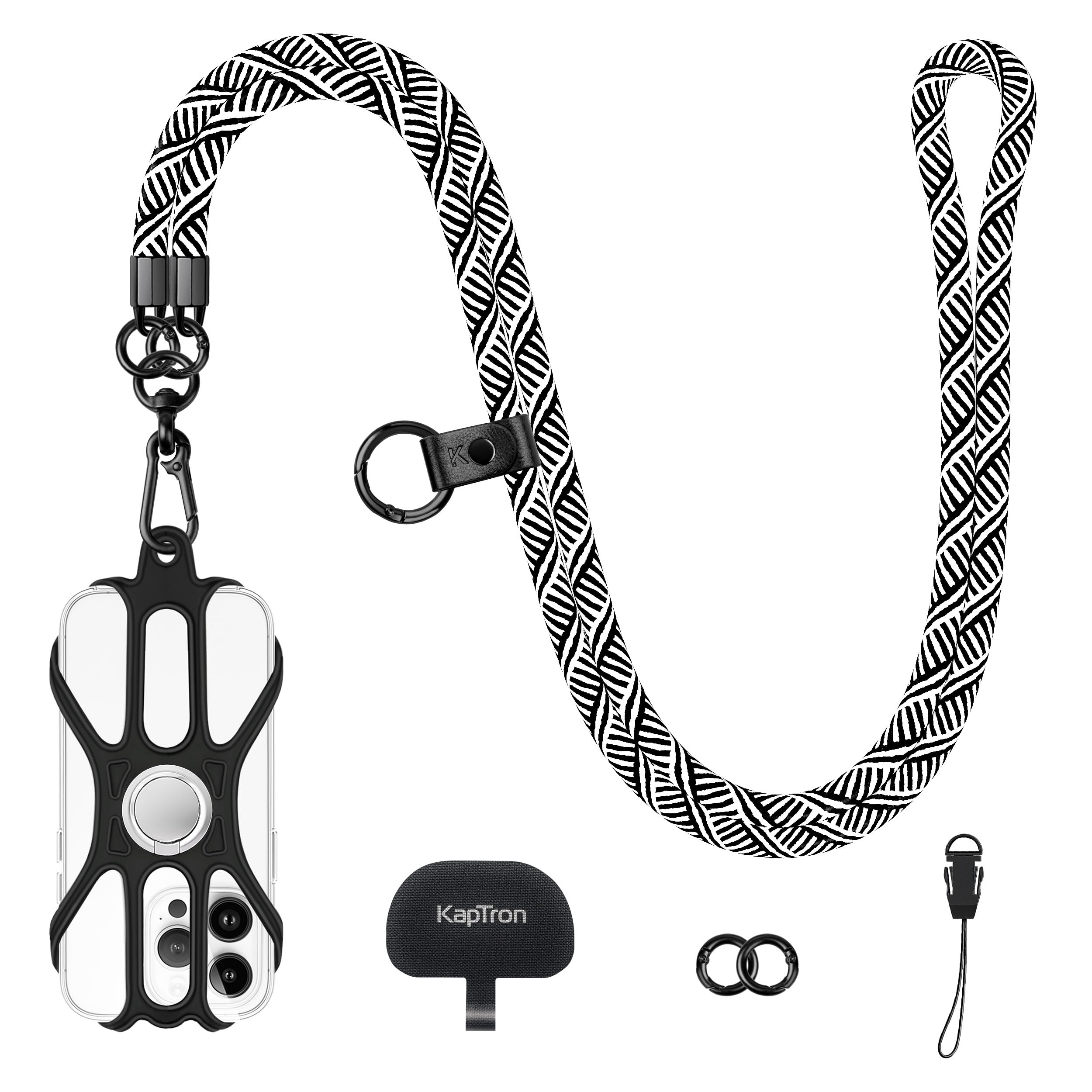 Kaptron Universal Cell Phone Lanyard: Adjustable Crossbody Cell Phone Strap with Silicone Phone Holder and Phone Tethers