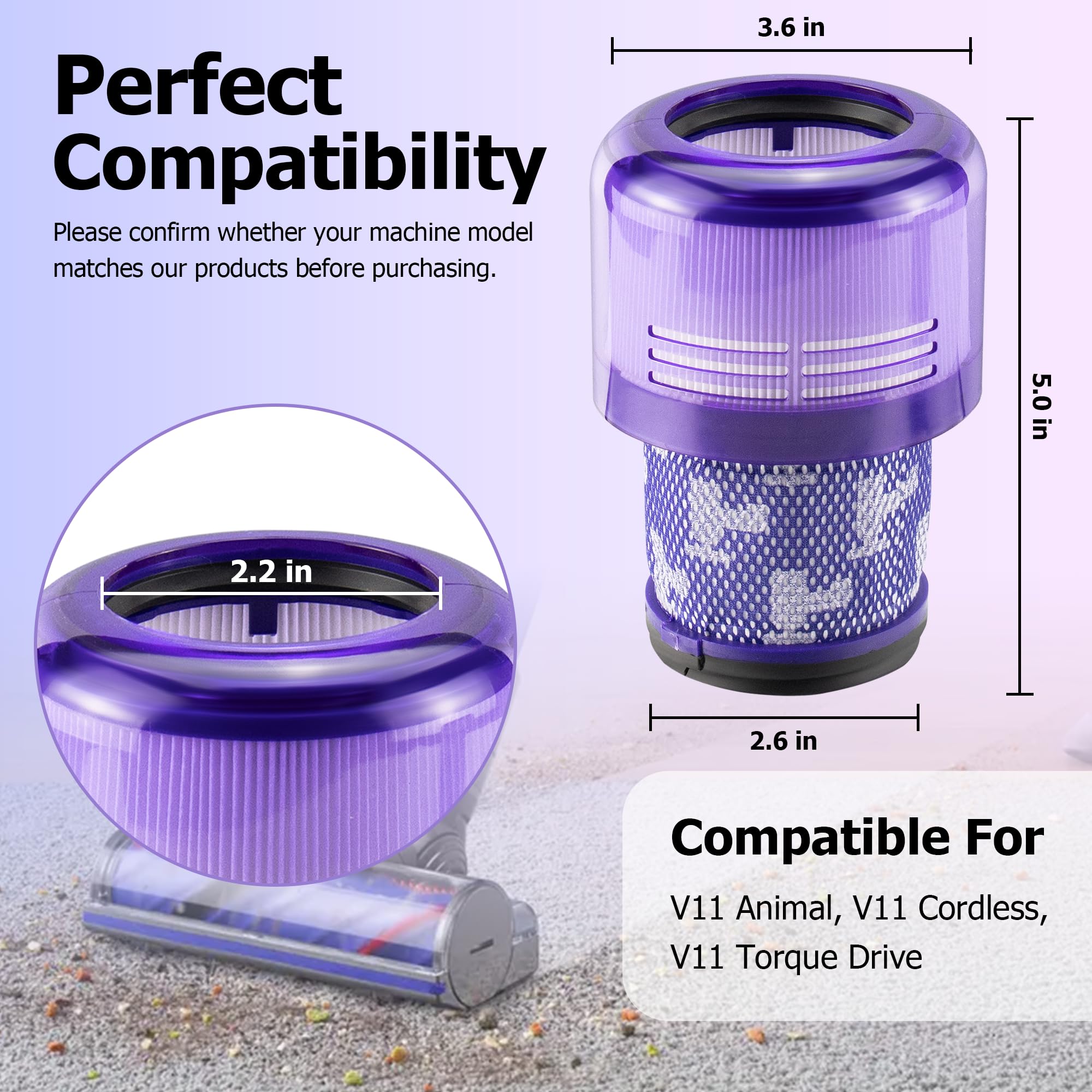 Improvedhand Filter Replacements For V11 Animal, V11 Torque Drive Detect Cordless Vacuum, Replace Part # 970013 02 (3Pack)