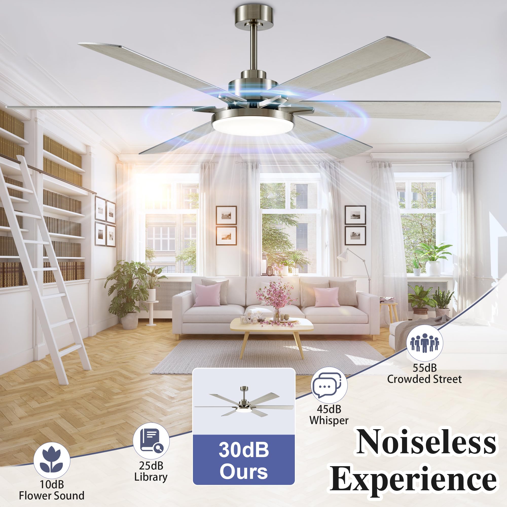 Diamondforge 72 Inch Ceiling Fans With Lights And Remote Control,Indoor/Outdoor Flush Mount Low Profile Commercial Reversible Di