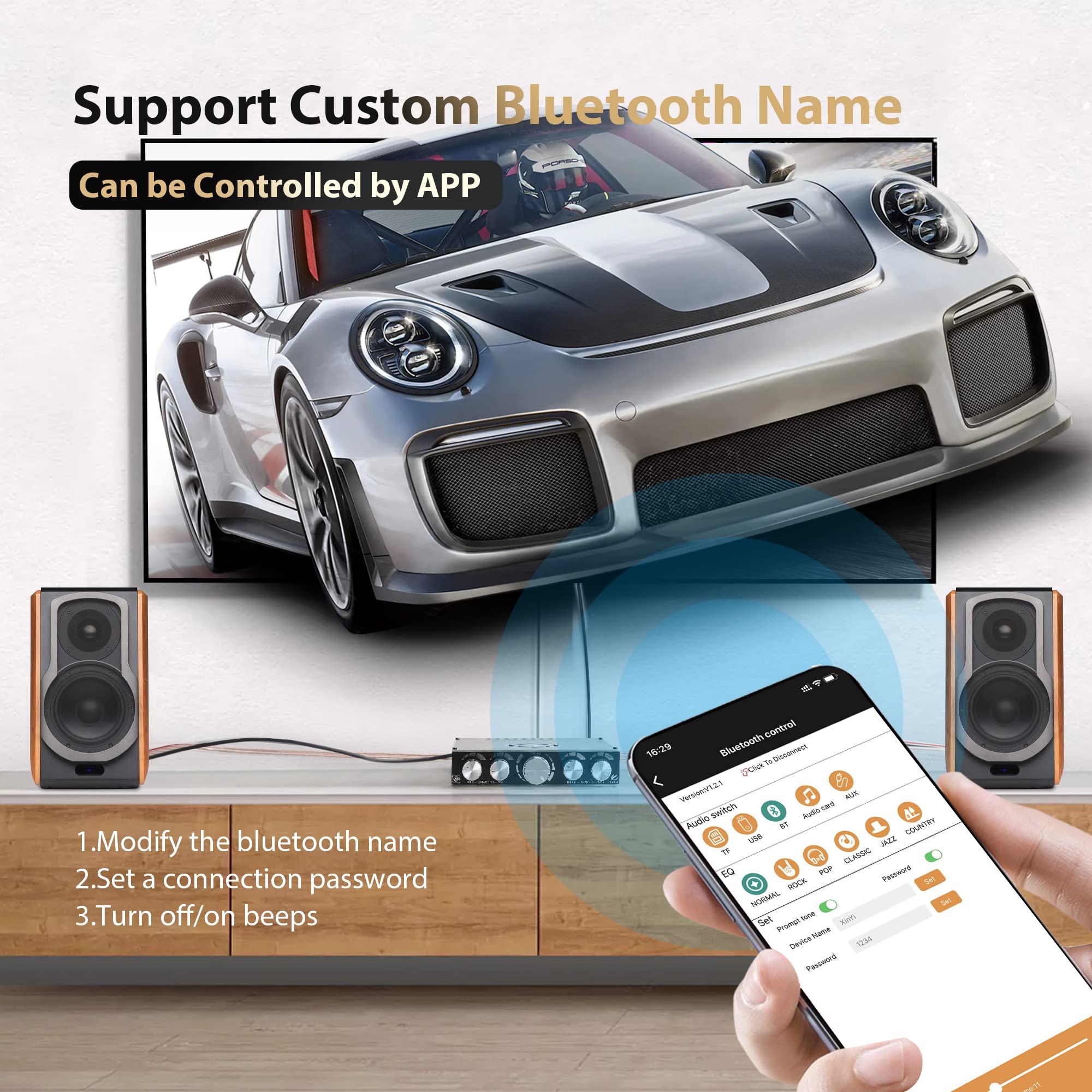 Xy-S350H 2.1 Channel Bluetooth Power Amplifier Board With Tpa3251 Chip, 220W*2+350W Support App Control 18V-36V Bluetooth Speake