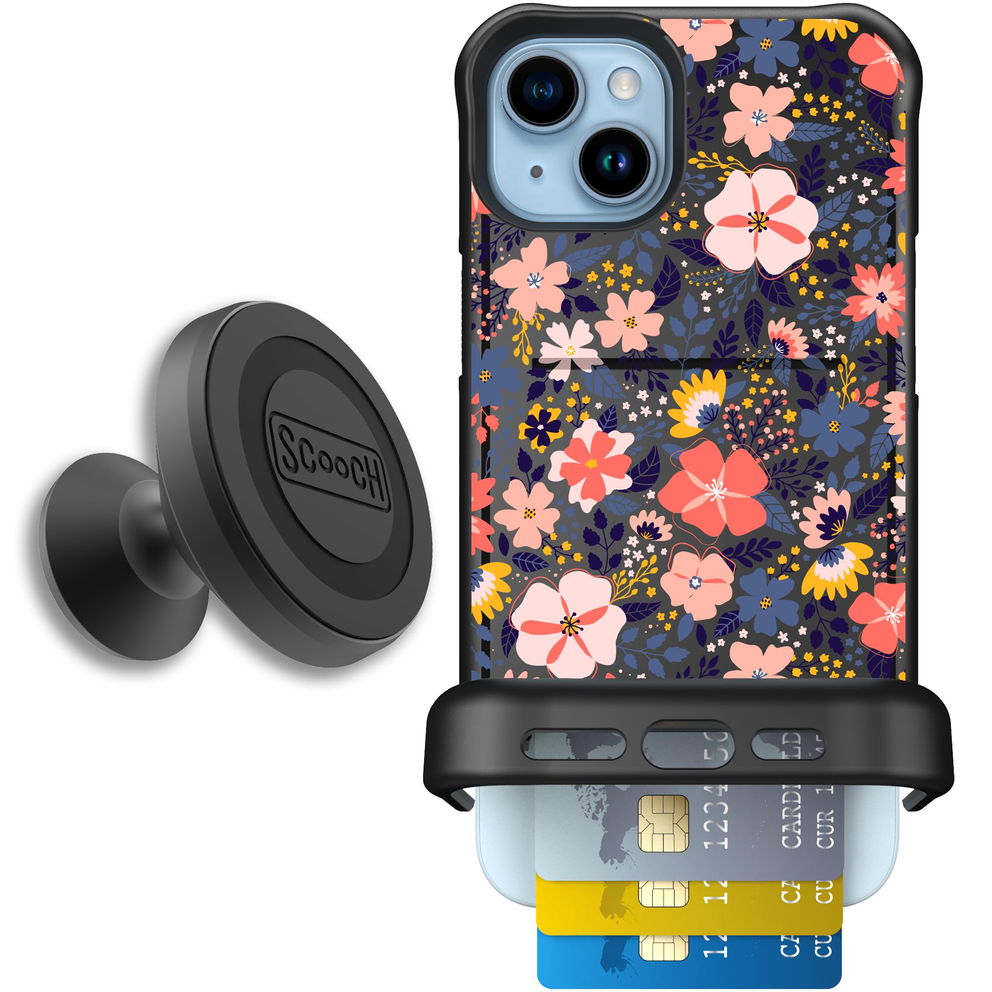 Scooch for iPhone 15 Plus/14 Plus Case with Card Holder, Wingmate Wallet Case with Hidden Card Slot and RFID Protection for 4 Ca