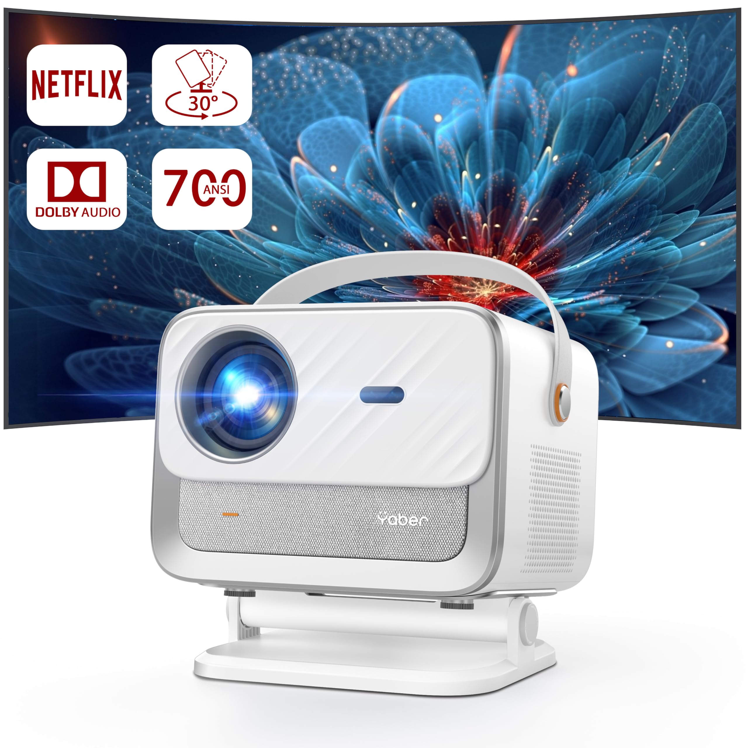 [Netflix Licensed/Dolby Audio] Yaber V12 Projector With Wifi6 And Bluetooth 5.2, 700 Ansi 1080P Outdoor Movie Projector, 20W Spe