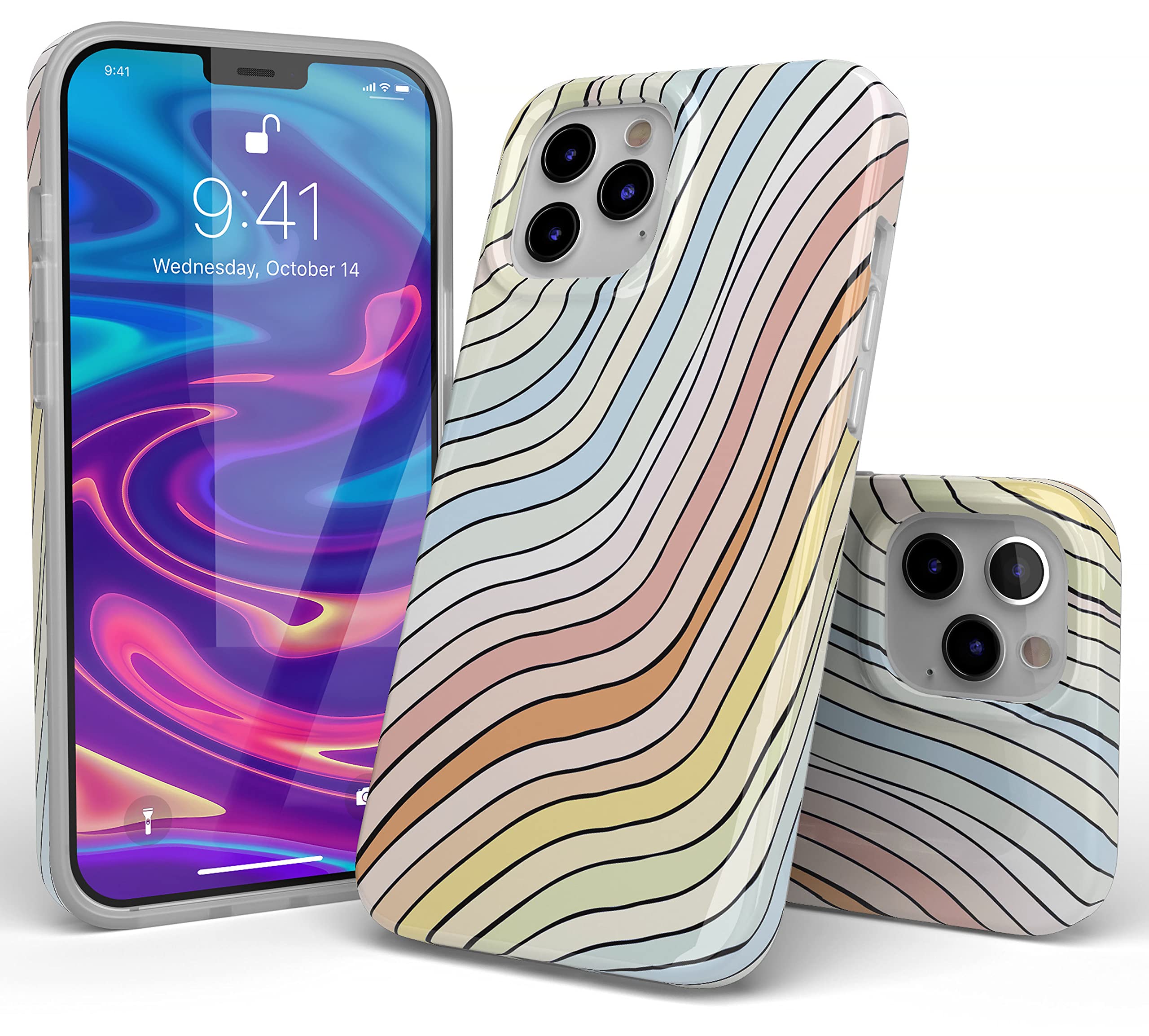 Casely Iphone 11 Pro Max Case | Ride The Wave | Pastel Rainbow Lined Case