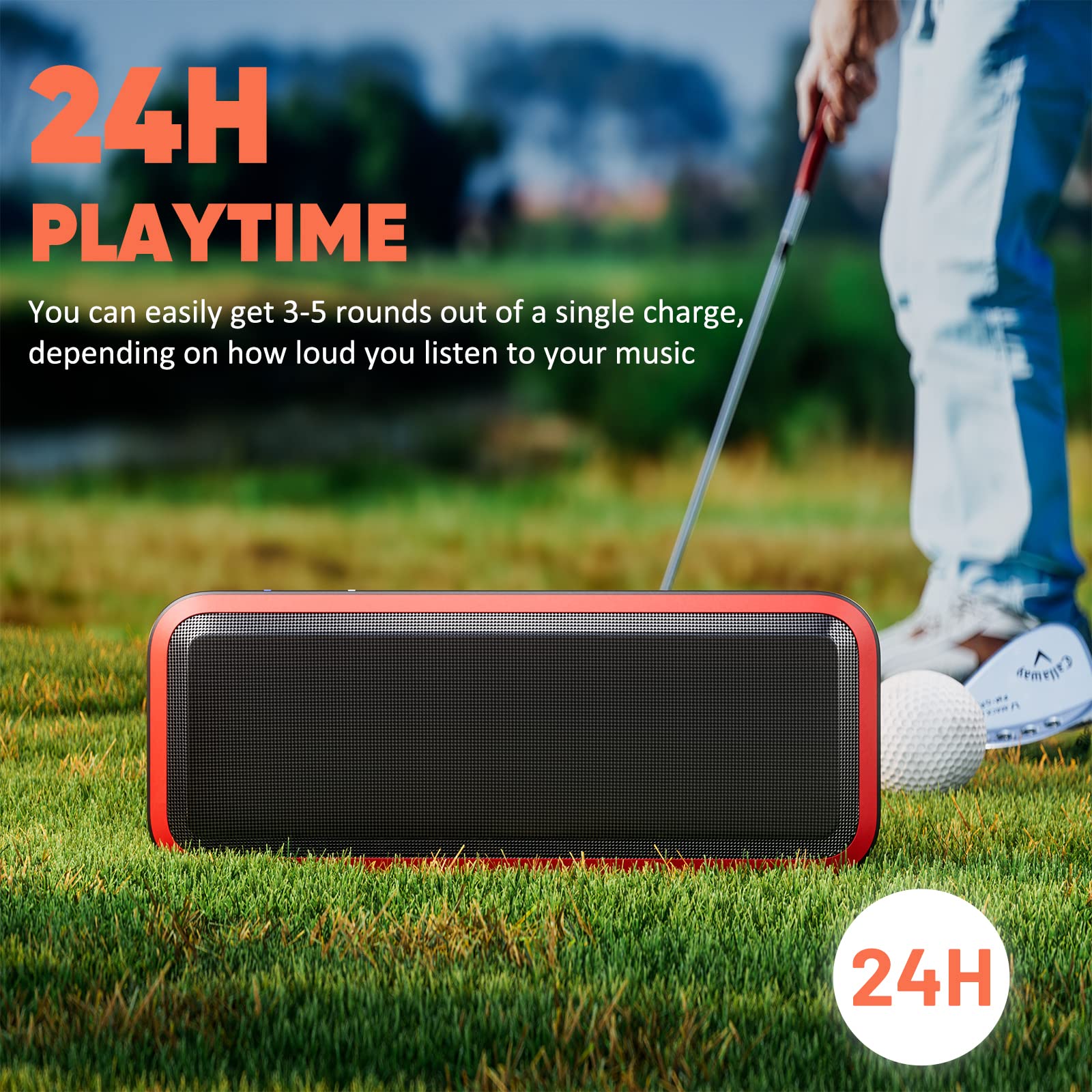 Chifenchy Portable Golf Speaker Bluetooth Wireless Magnetic With Bass Golf Cart Speaker Ipx7 Waterproof 30W Stereo Sound 24H Pla