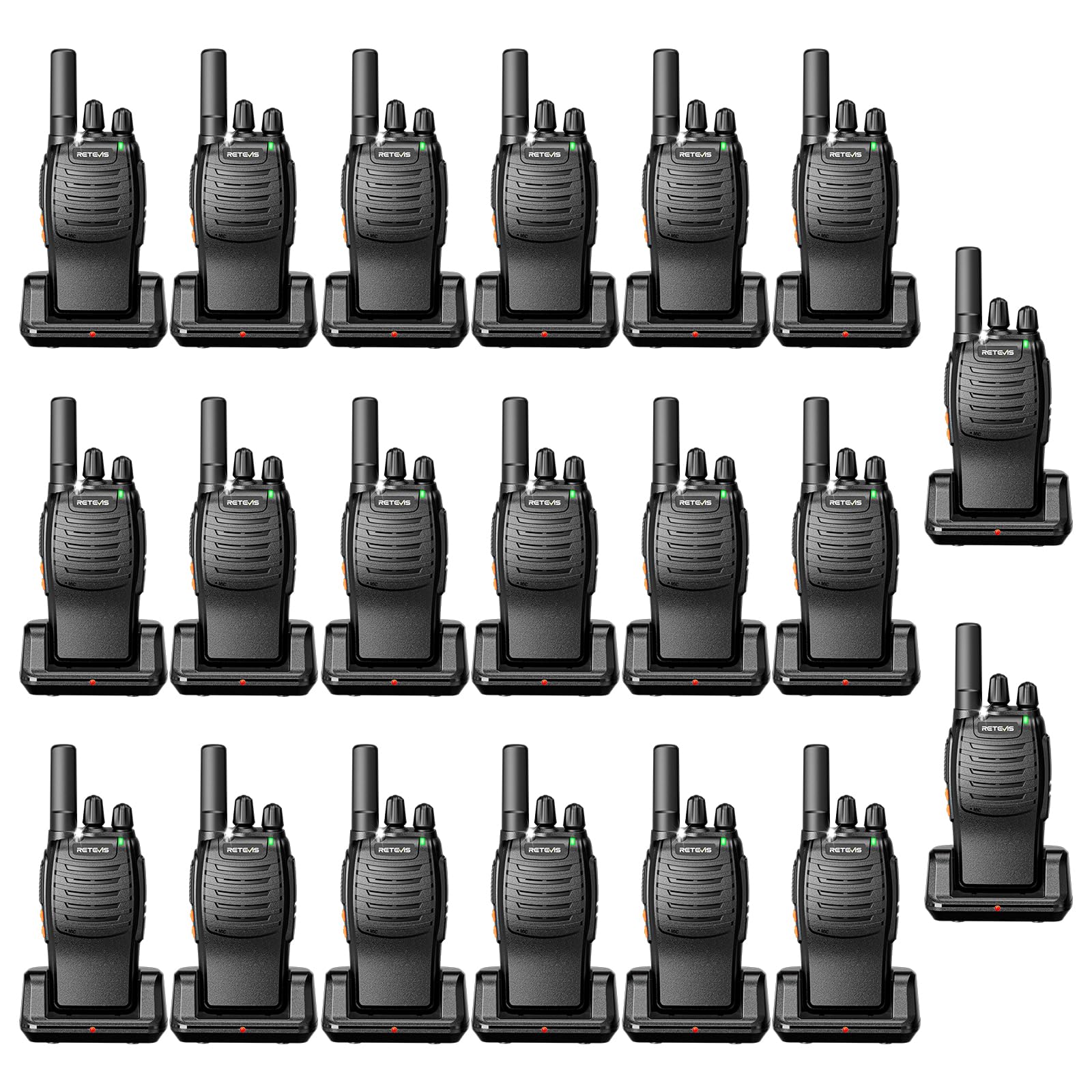 Retevis H 777 2 Way Radios Walkie Talkies Long Range, Rechargeable Two Way Radios, Hand Free Adults Walkie Talkies With Charging Base(Black, 20 Pack)