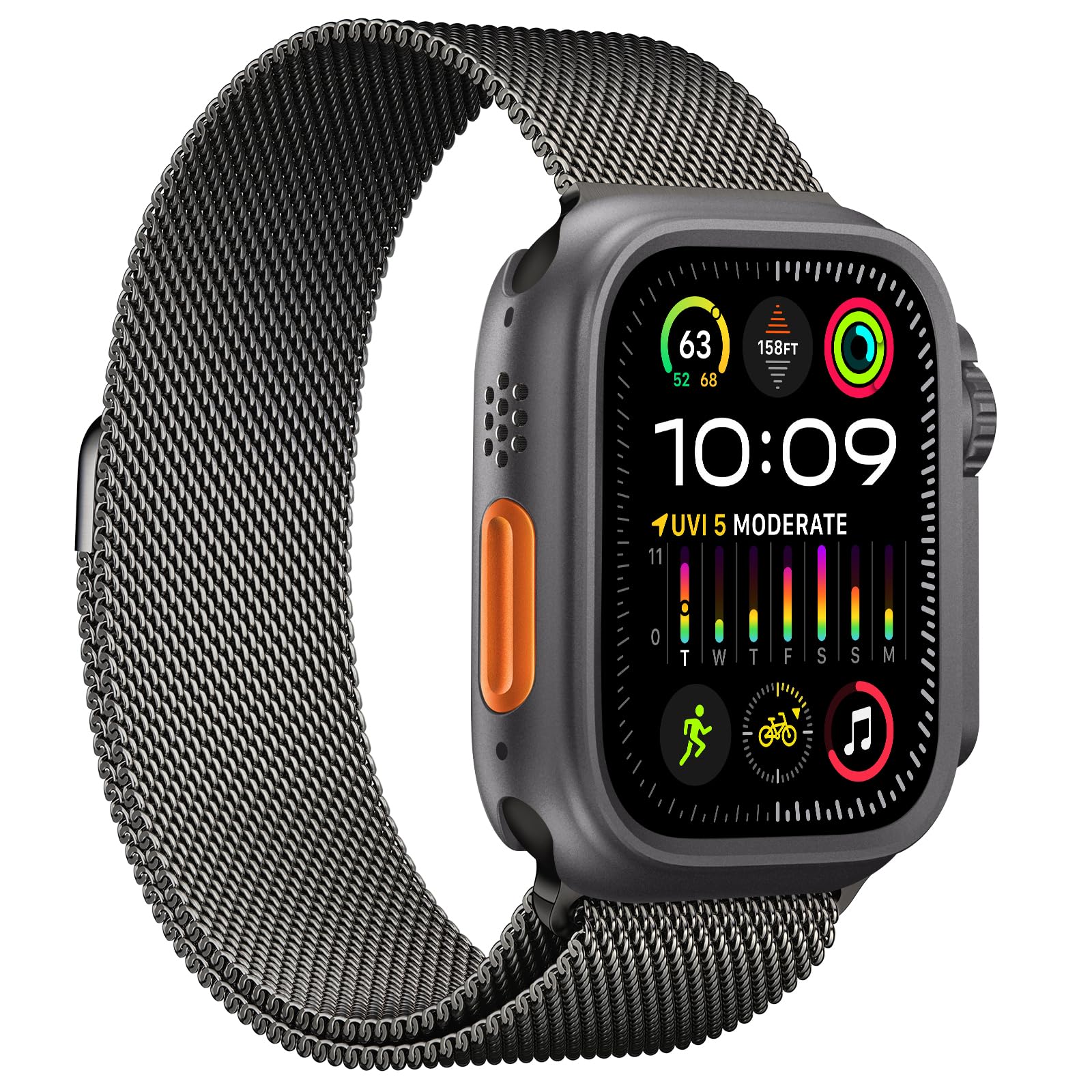 Amband 3 In 1 Metal Case Compatible With Apple Watch Series 9/8/7 45Mm, W1 Protector Rugged Bumper With Watch Crown + Watch Back