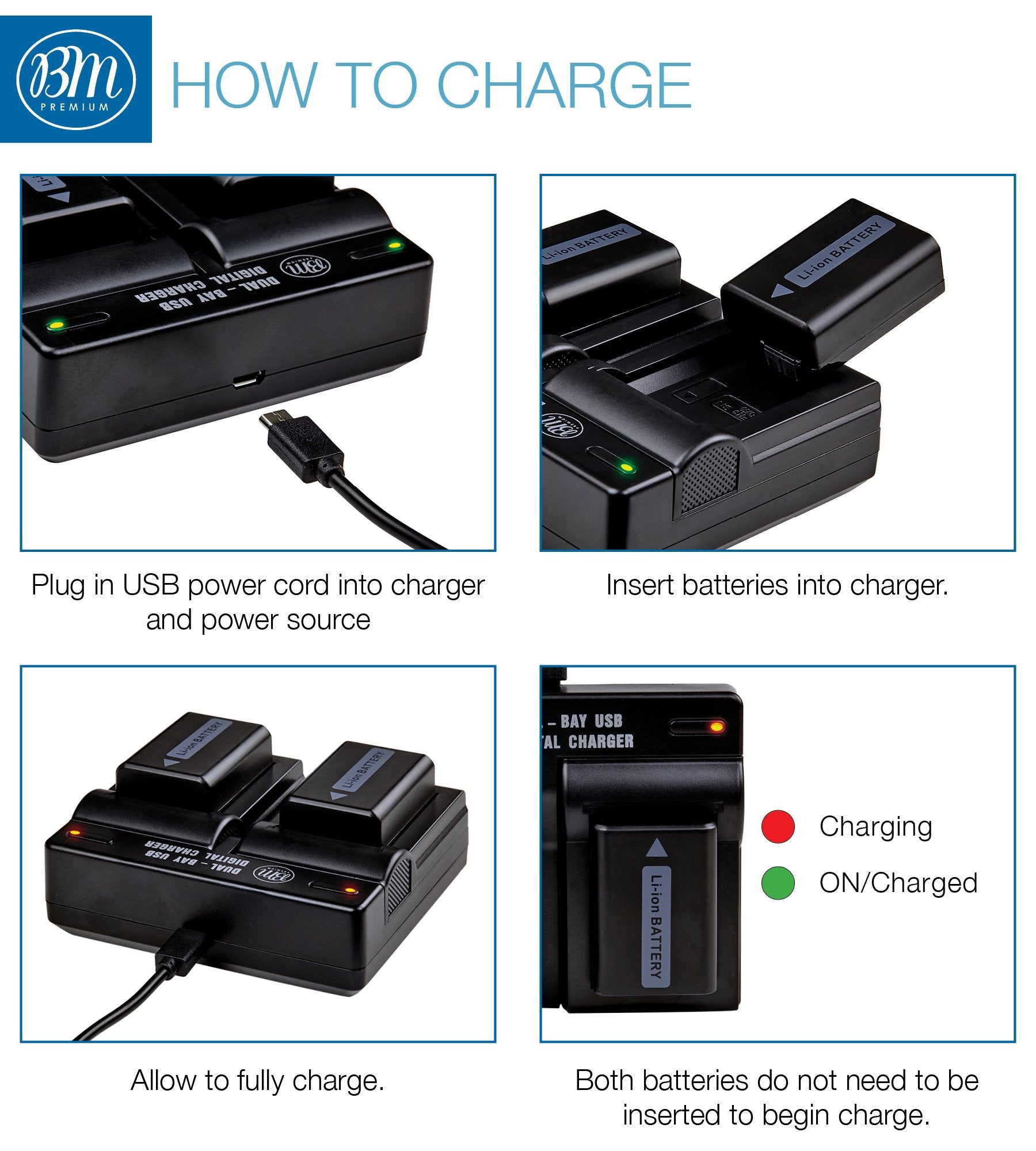 BM Premium 2 Batteries and Dual Bay Charger for Sony ZV E10, A7 II, A6100, A6400, DSC RX10 IV, DSC RX10 II, RX10 III, Alpha 7, Alpha 7R, a7, a7R, A7s, A7s II, a3000 a5000 a5100 a6000 a6300 a6500