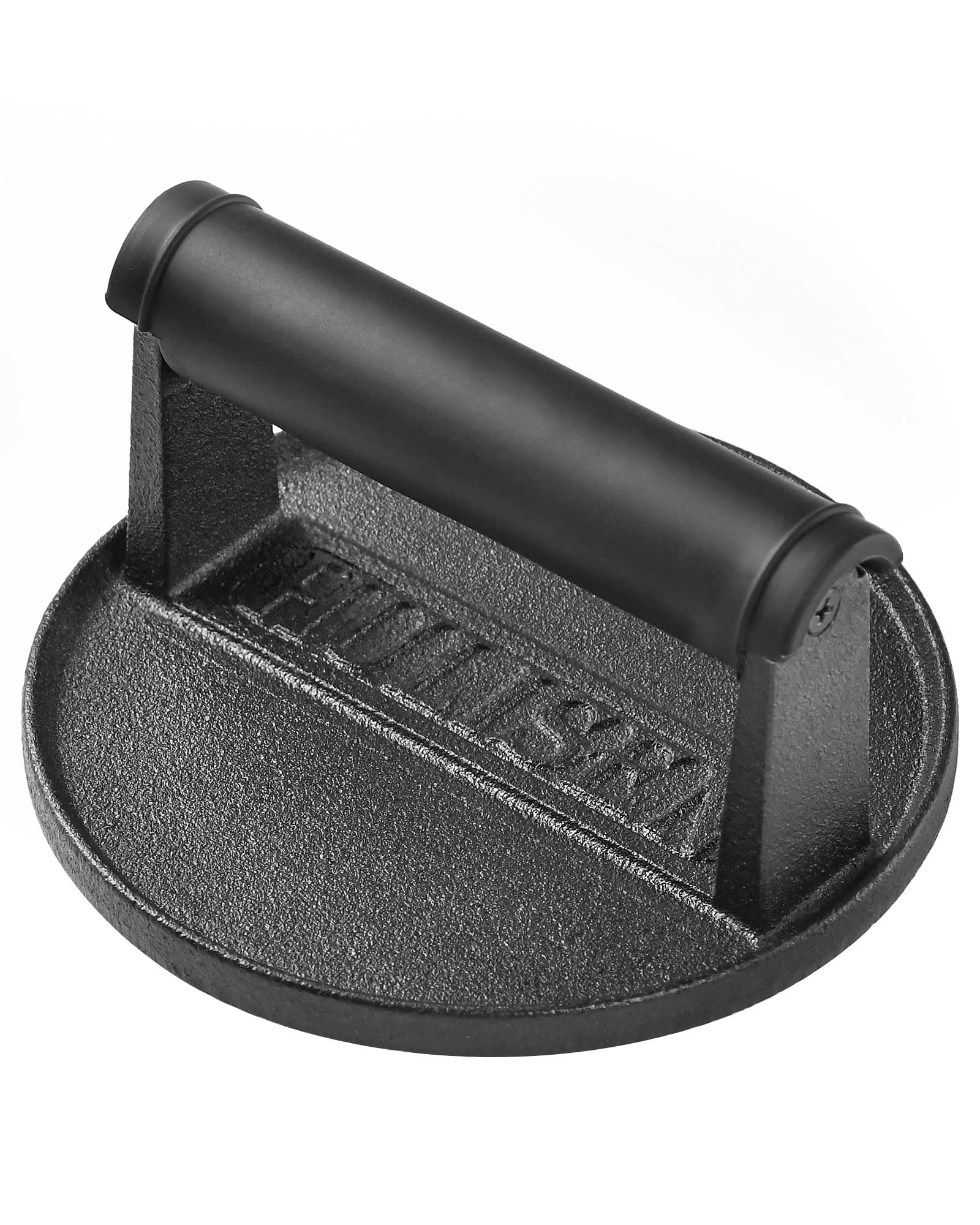 HULISEN Pre-Seasoned Cast Iron Burger Press, Heavy Duty 6    Burger Smasher for Griddle with Heat Resistant Handle, Grill Press 