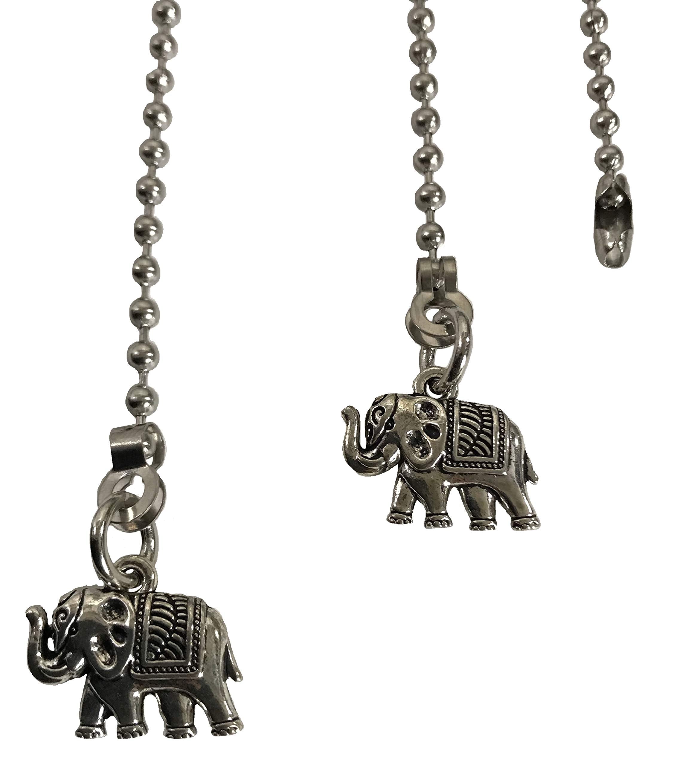 Circus Elephant Fan Light Pull Chain Replacement Set Silver Tone 3.2Mm