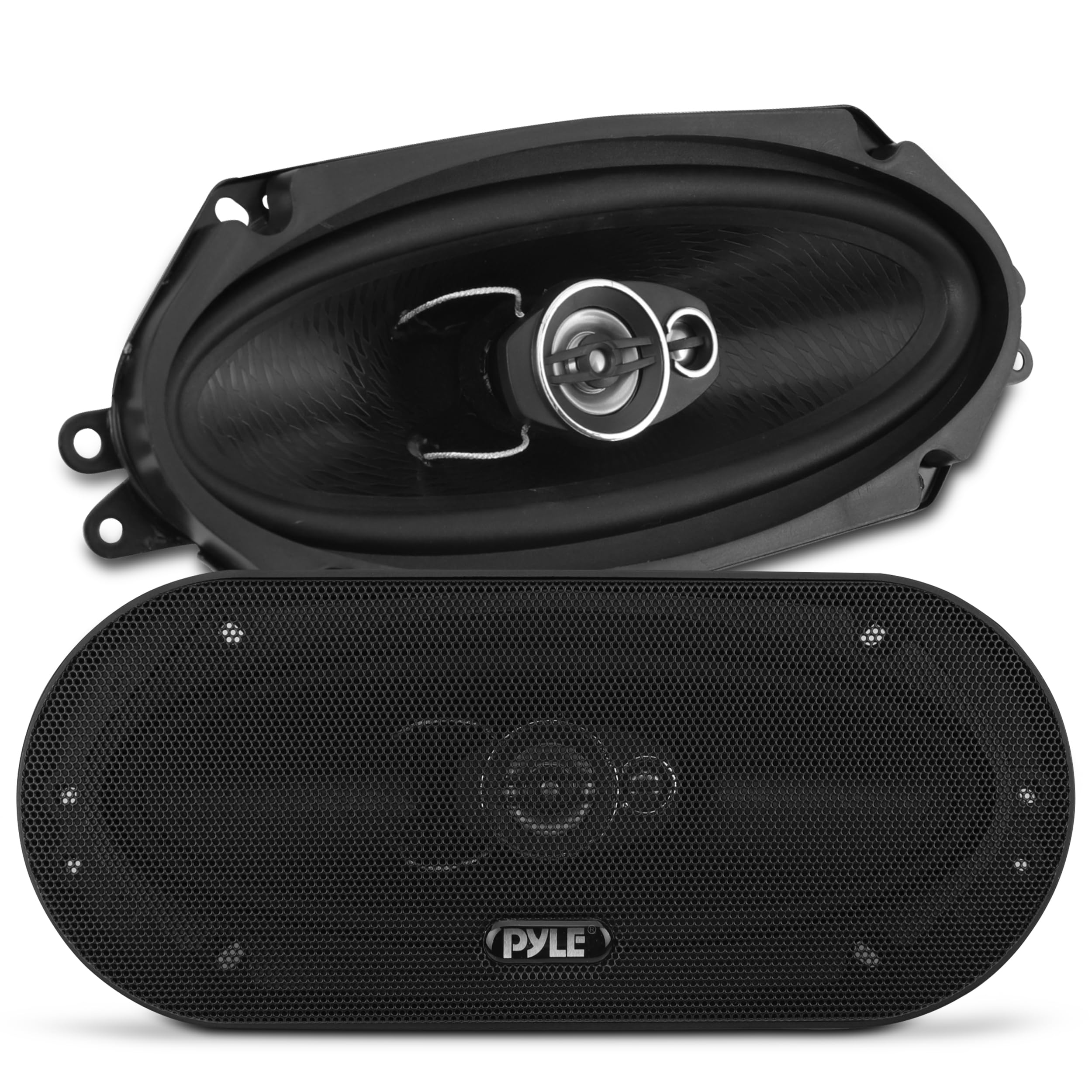 Pyle 3 Way Universal Car Stereo Speakers   300W 4'' X 10'' Triaxial Loud Pro Audio Car Speaker Universal Oem Quick Replacement C
