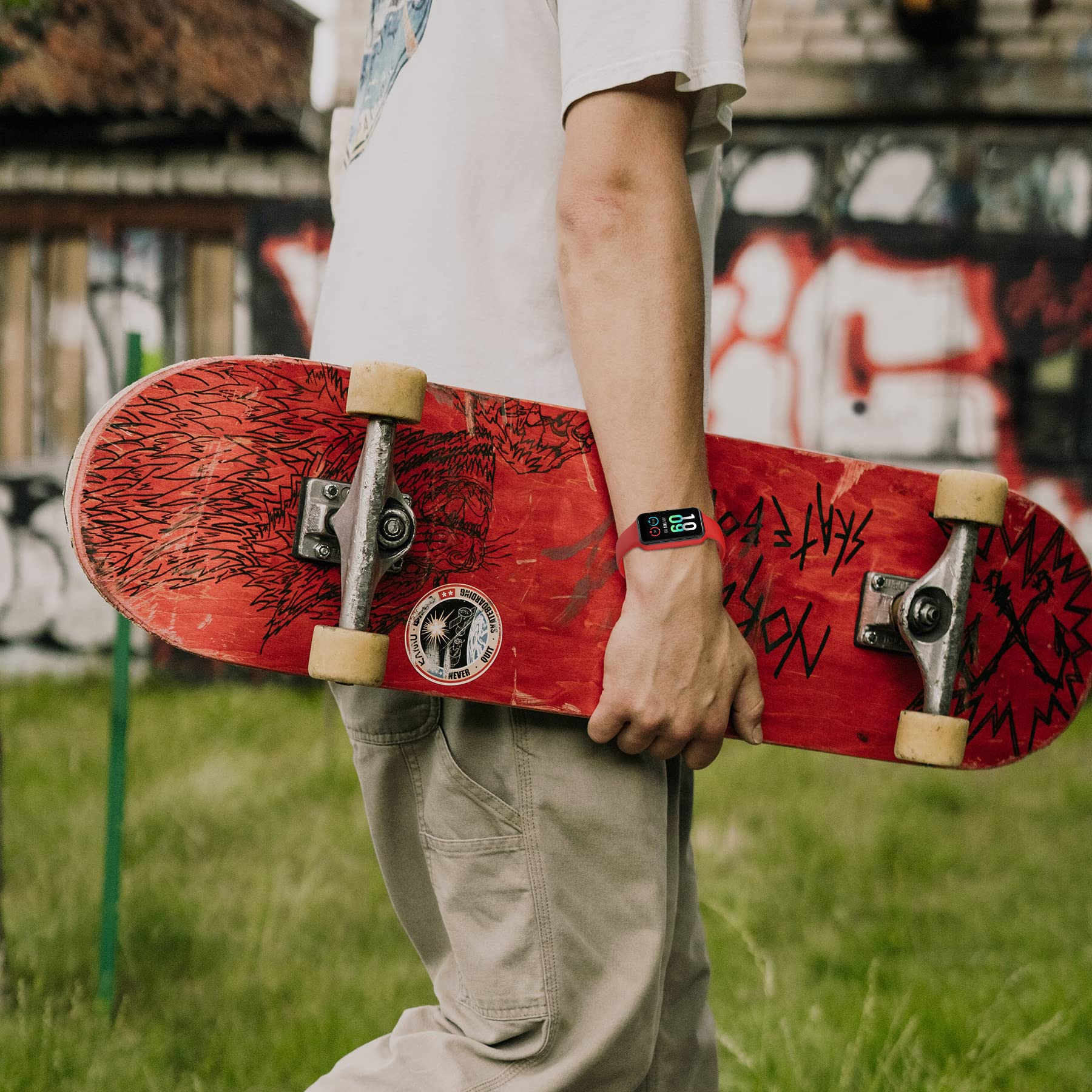 Ninehorse 4Packs Watch Bands Compatible With Amazfit Band 7 Strap,Silicone Metal Buckle Adjustable Wristband Bracelet Sport Stra