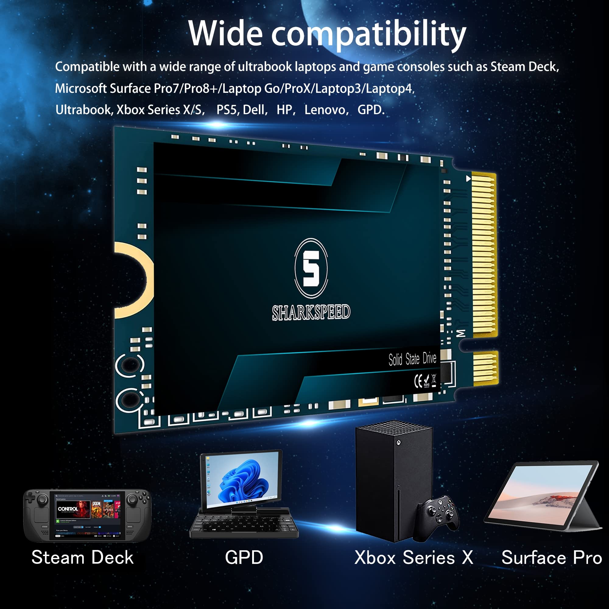 S Sharkspeed M.2 2230 Ssd 1Tb Nvme Pcie Gen4.0X4 Internal Solid State Drive 30Mm, Gaming Ssd Compatible With Steam Deck, Microso