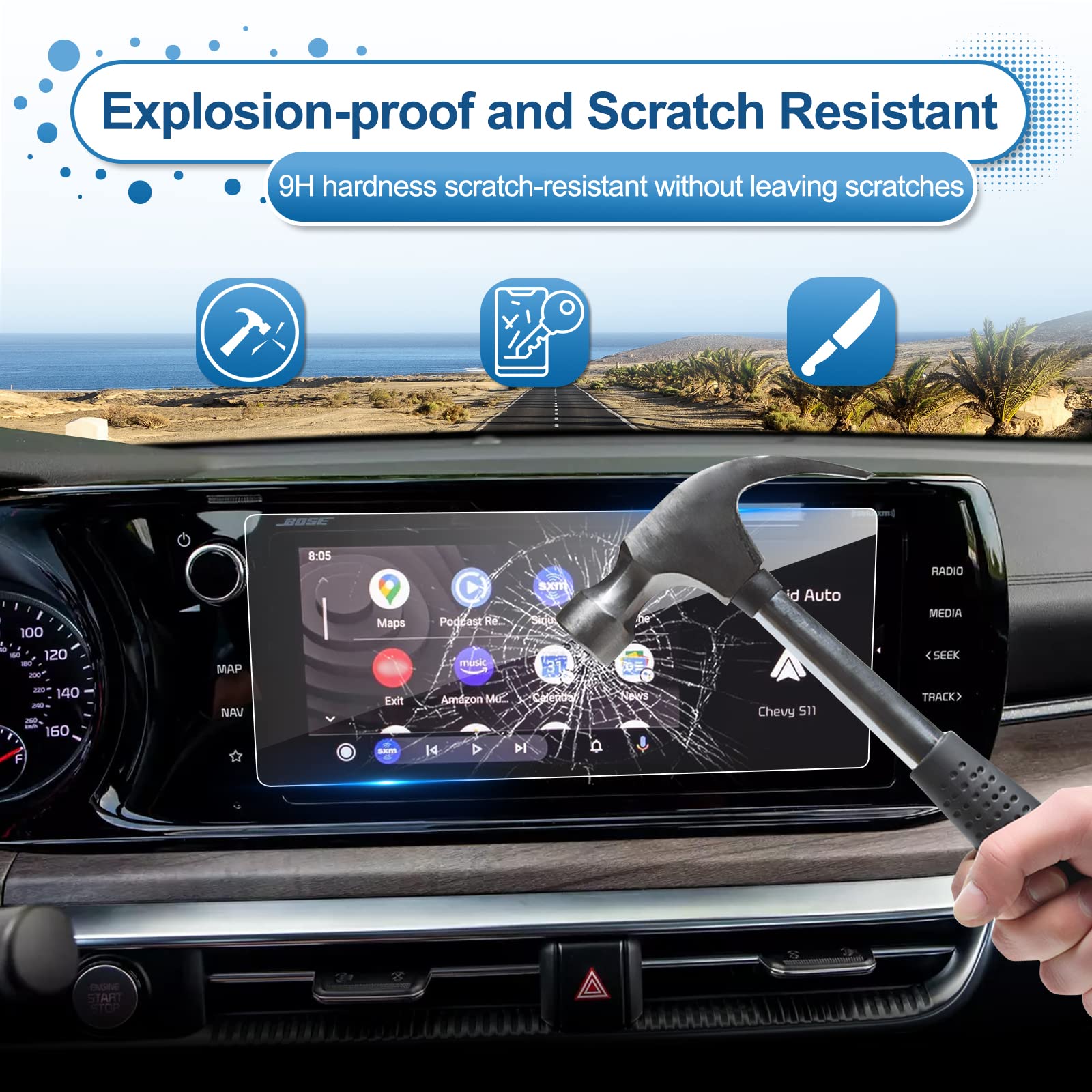 Coleya 2021 2022 2023 2024 K Ia K5 Screen Protector For Kia K5 (Gt Line/Ex/Gt) 10.25 Inch Touch Screen, 9H Hardness Tempered Gla