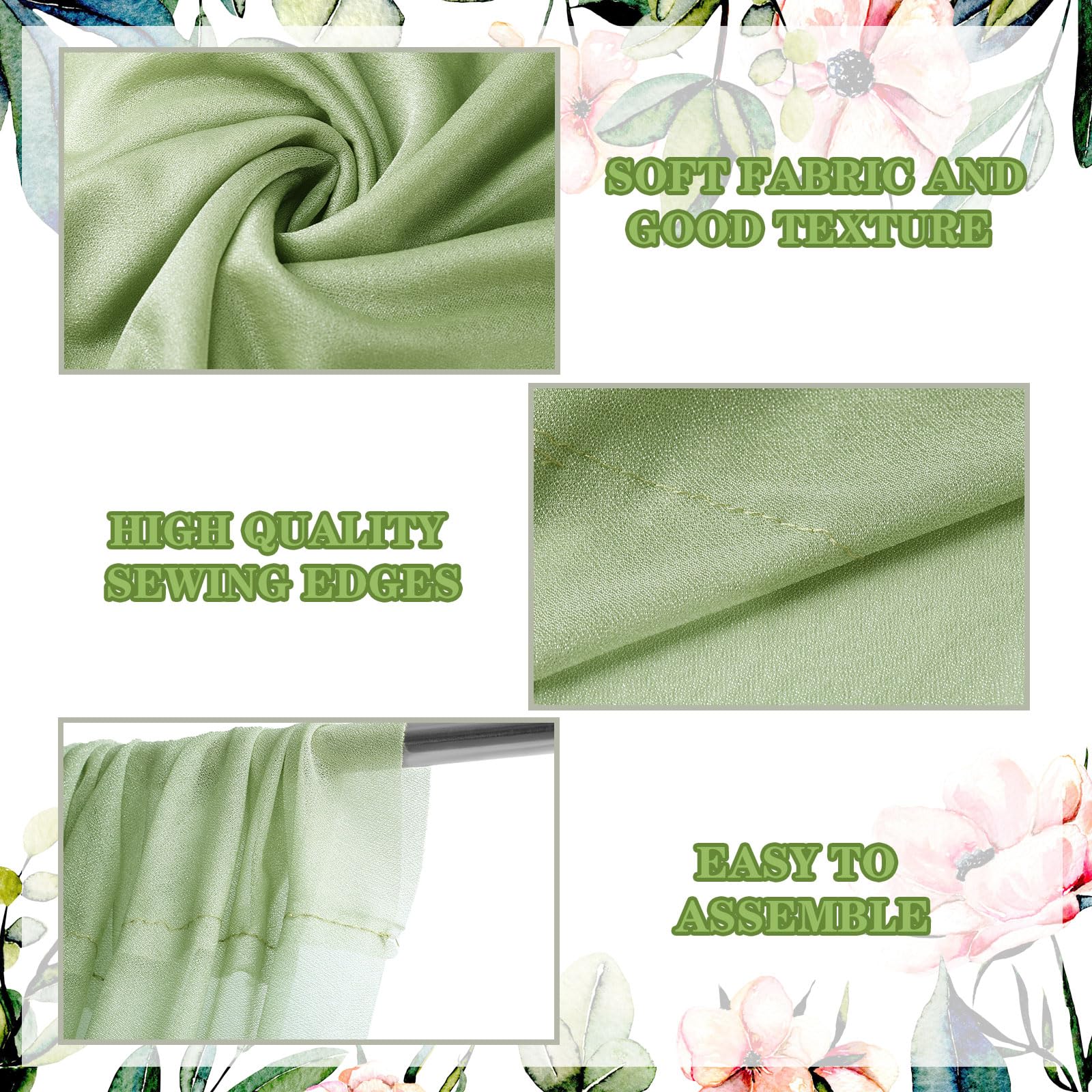 Bbto 6 Panels Sage Ceiling Drapes For Weddings 5 Ft X10 Ft Green Chiffon Curtain Wedding Ceiling Drapes Sheer Curtains Chiffon D