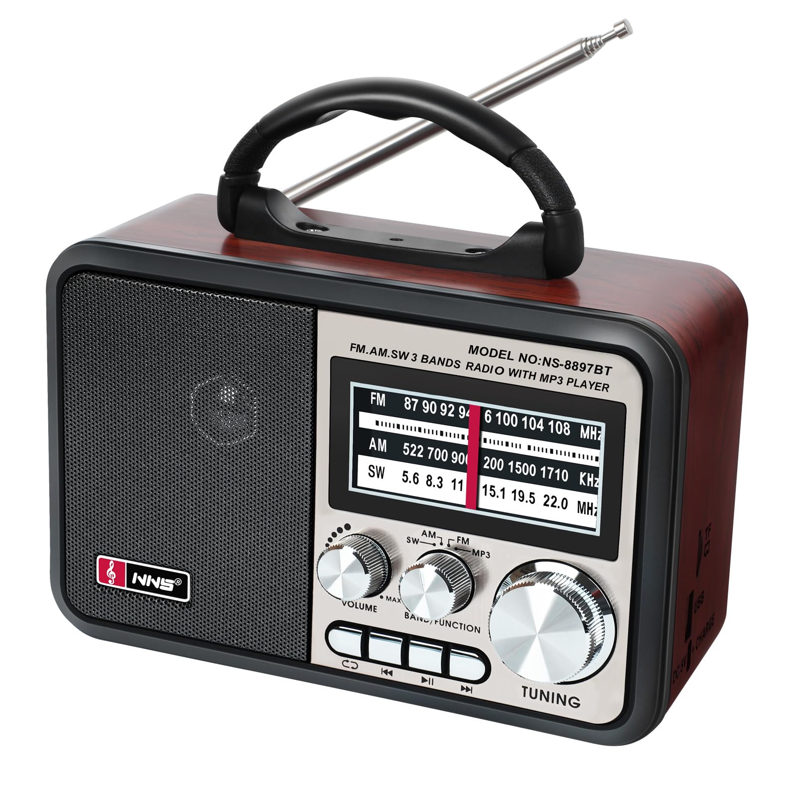 Retro Vintage Radio, Portable AM FM Radios Stereo Speakers USB Charging, Transistor Shortwave Radios Support Bluetooth Speaker,T