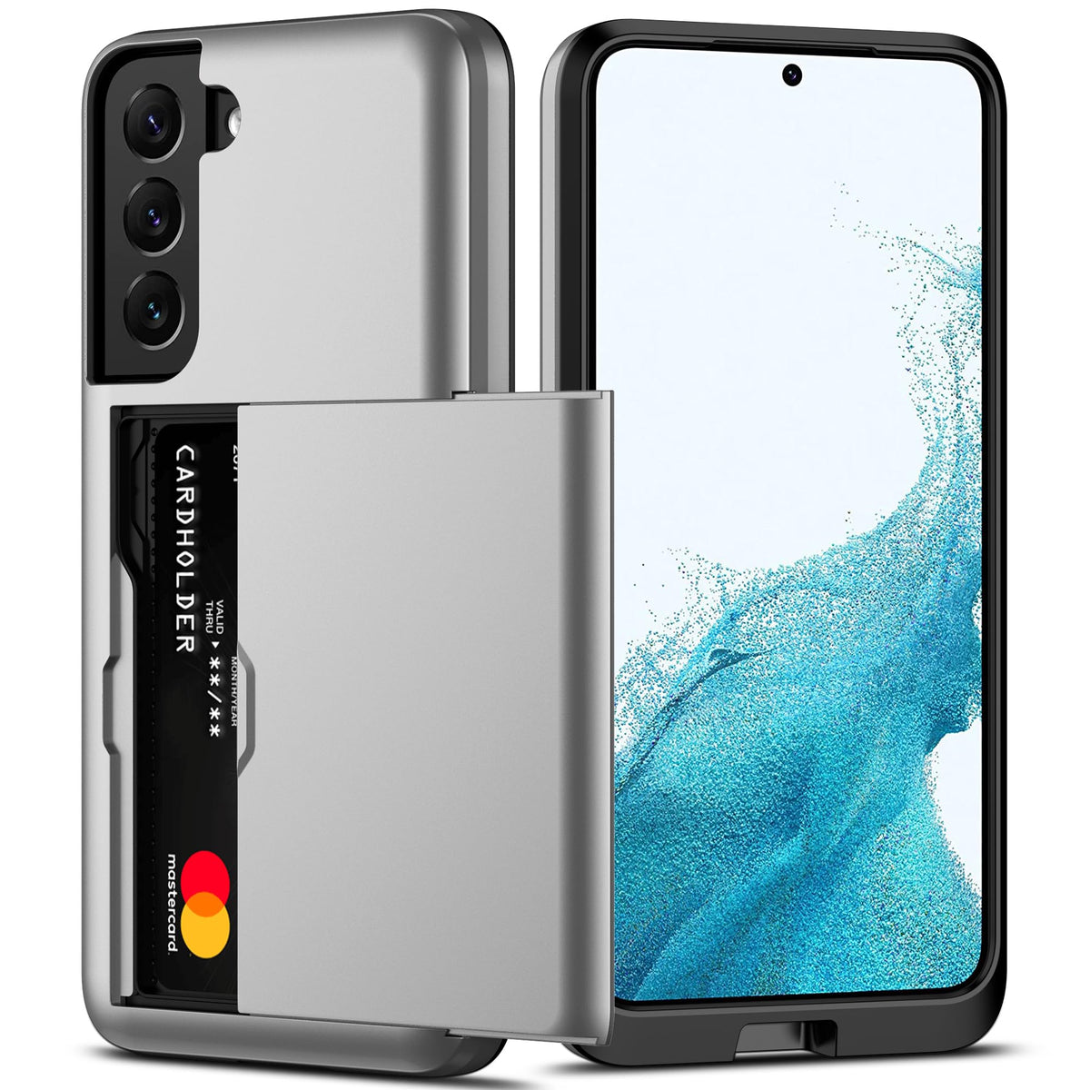 Nvollnoe For Samsung S22 Case With Card Holder 5G 6.1 Inch Slim Dual Layer Heavy Duty Protective Forgalaxy S22 Case Hidden Card