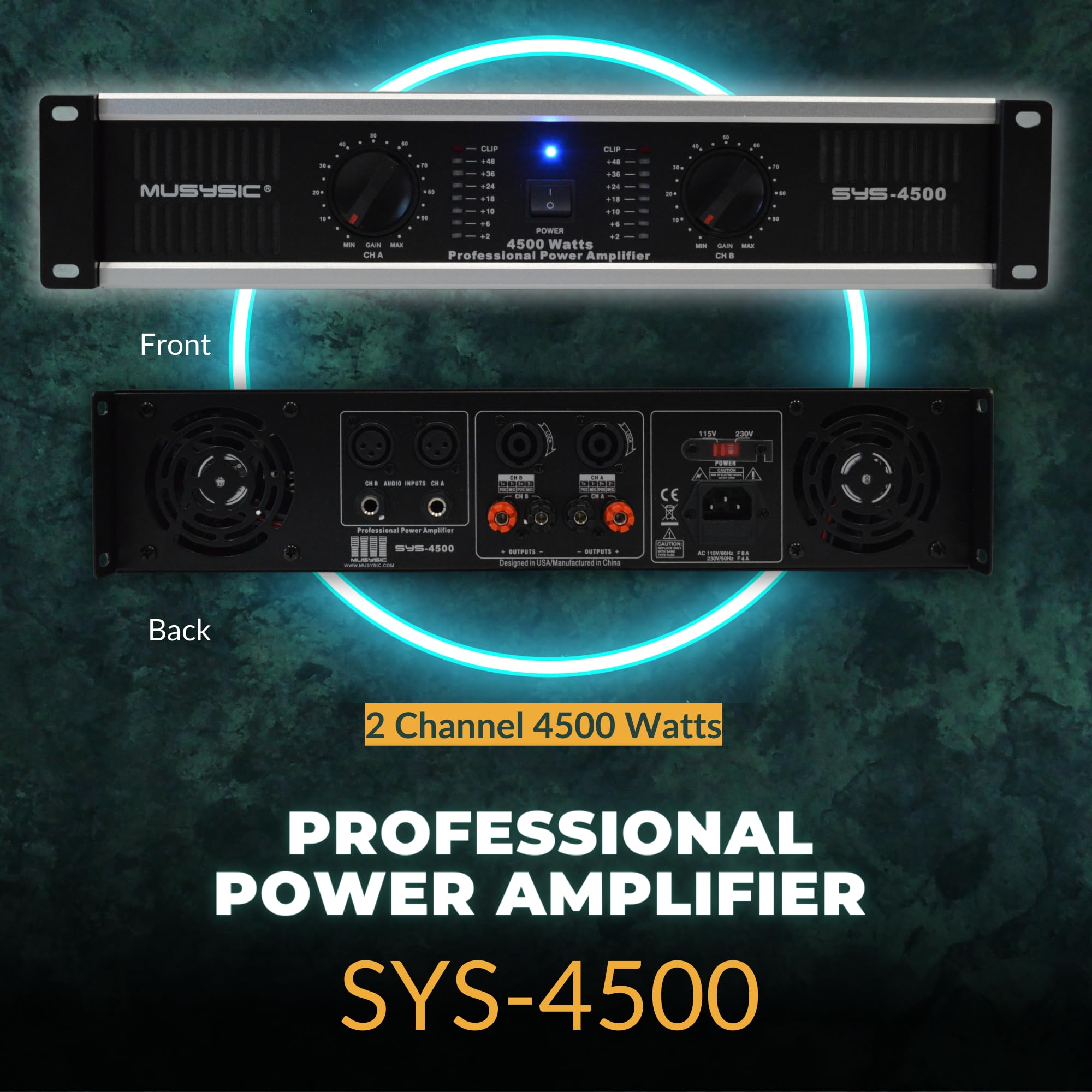 Musysic 2 Channel Power Amplifier Distortion Free And Clear Sound   Professional 2U Chassis Rack Mount Amplifiers For Djs/Expert