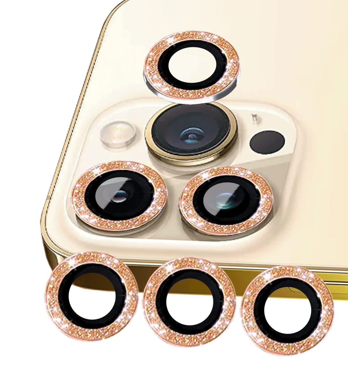 Nothers 4 Pack Compatible With Iphone 12 Pro Camera Lens Protector Gold, Apple Iphone 12 Camera Cover Bling, Iphone 11 Pro Max,