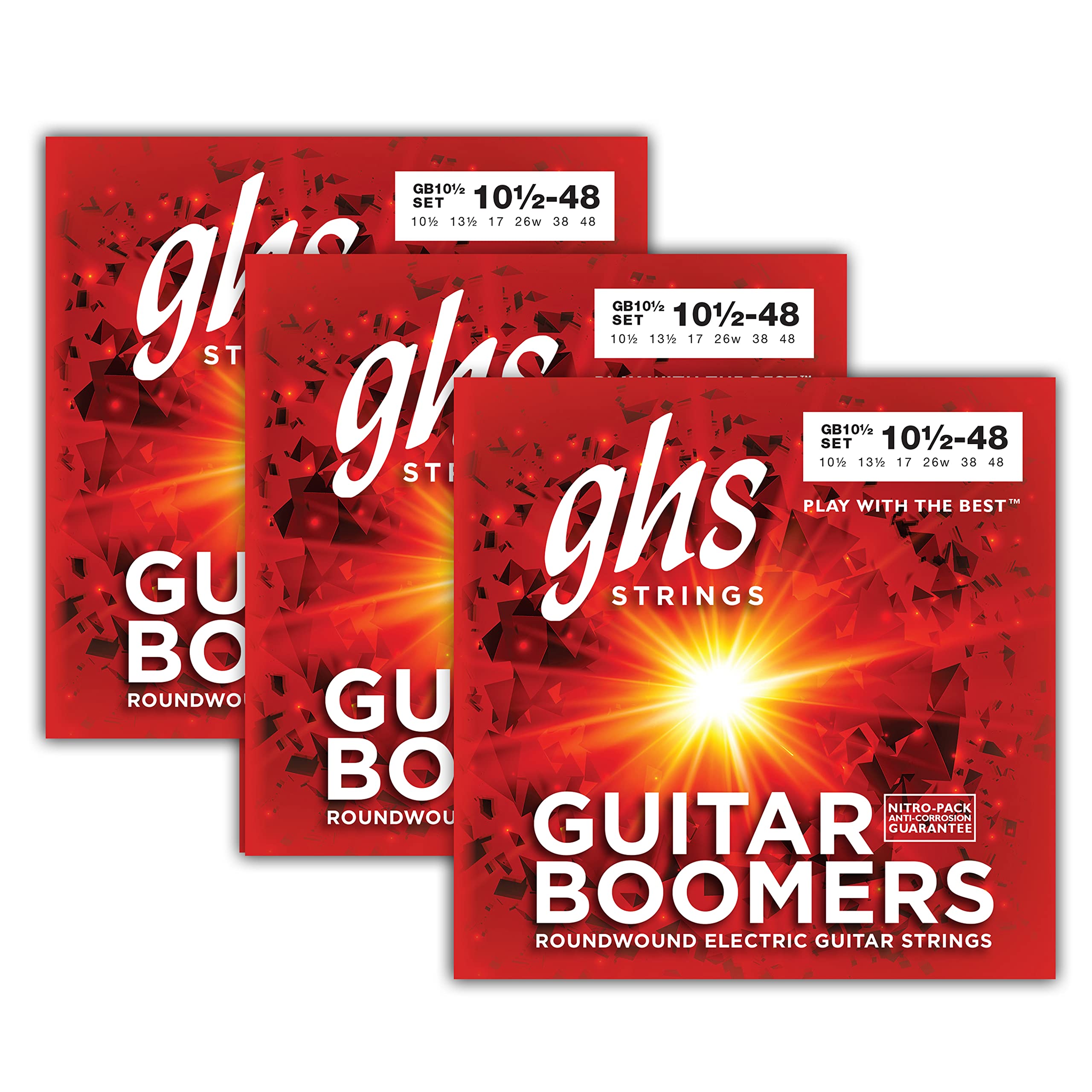 Ghs Strings   Guitar Boomers   Light +   Gb10 1/2 3 Set Electric Guitar Strings, 10 1/2 48, Pack Of 3