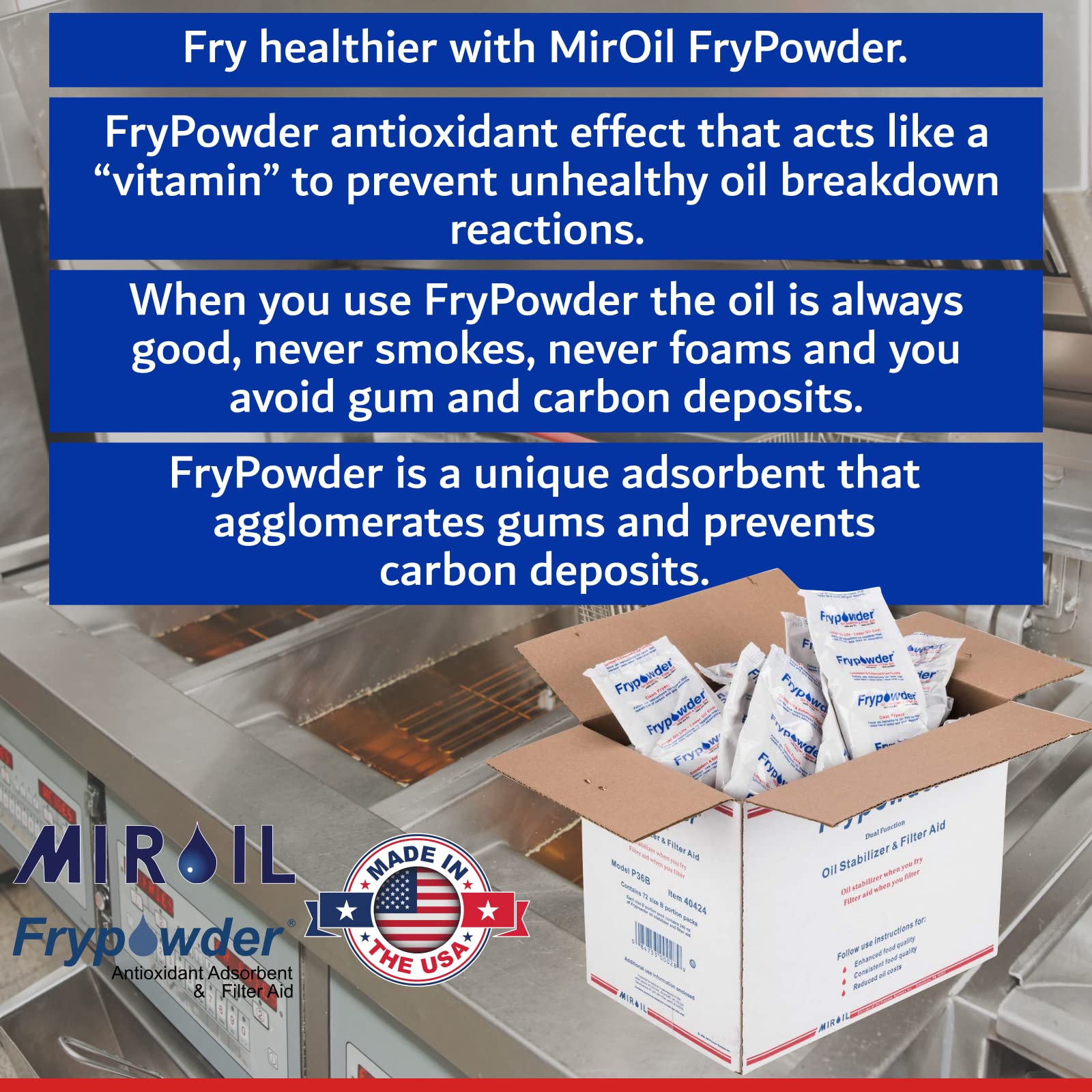 Miroil L106 8 Gal   Bulk Saver   2 X L104 Boxes Of Fry Powder Oil Stabilizer And Filter Aid, Cs Of 2 X 4 Gallons Of Powder   Fry
