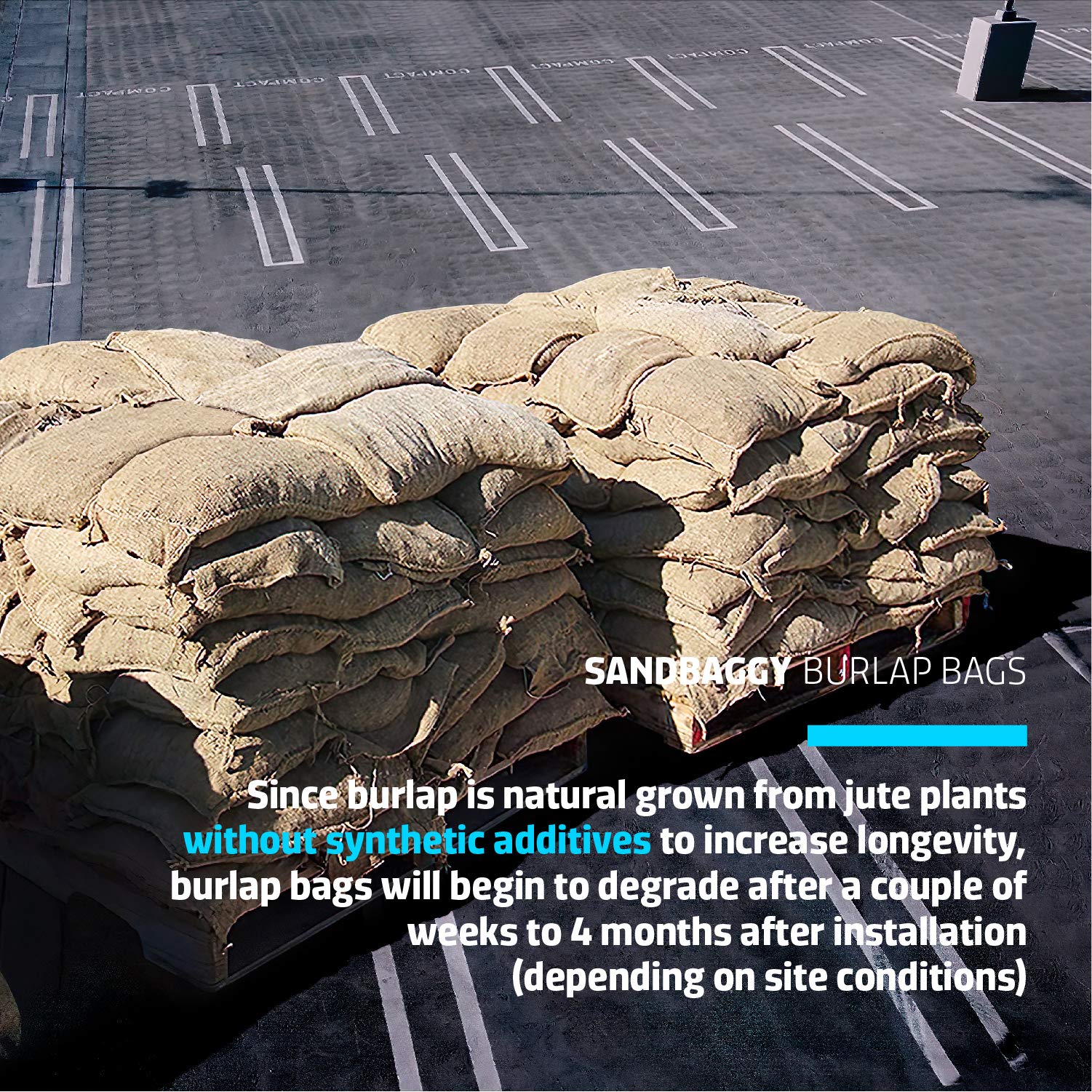 Sandbaggy Burlap Sand Bag   Size: 14'' X 26''   Sandbags 50Lb Weight Capacity   For Flooding, Flood Water Barrier, Tent Sandbags