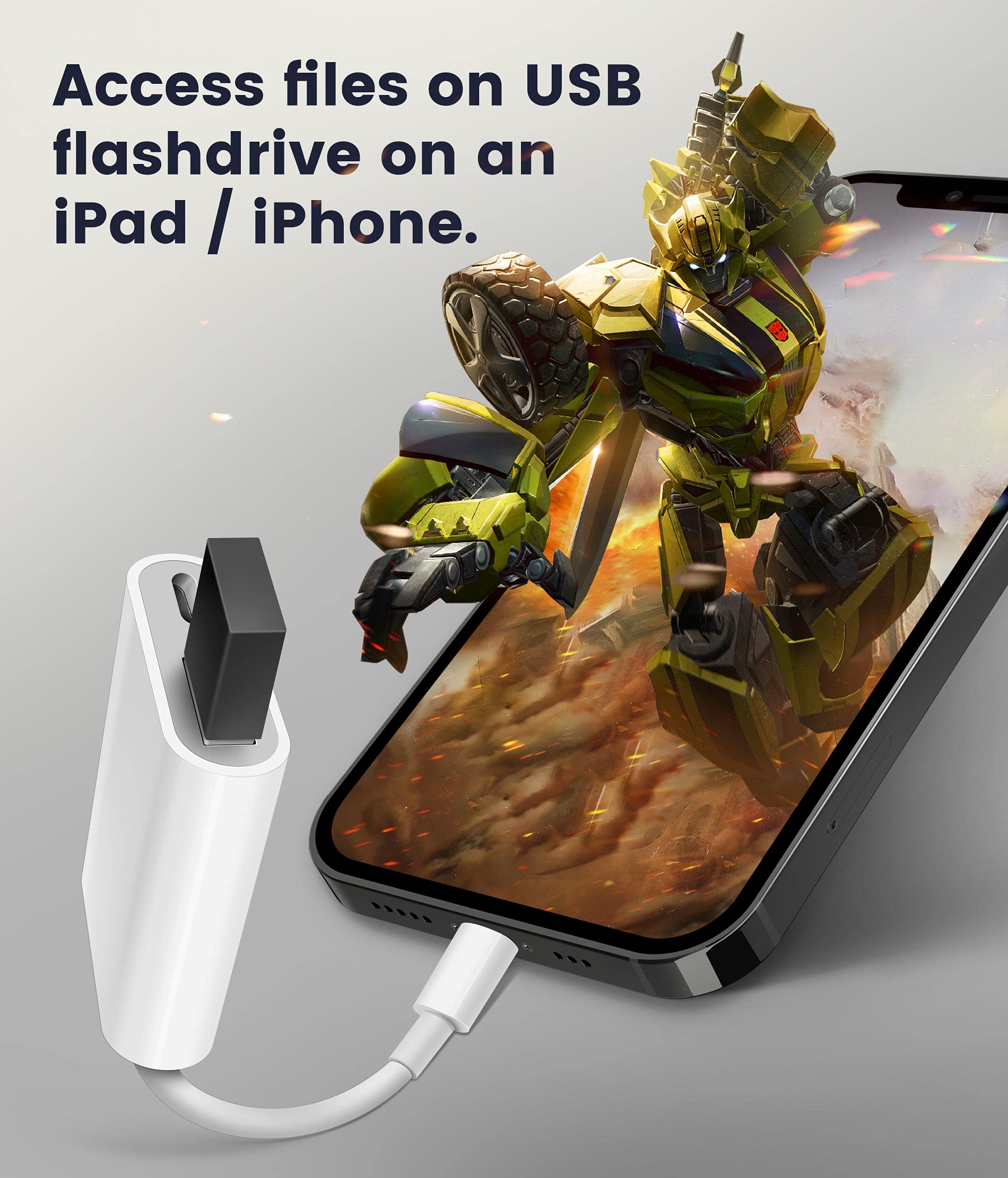 Bqbersyn Usb Adapter For Ipad/Iphone, Lightning To Usb Female Otg Adapter Compatible With Sd Card Reader/Usb Flash Drive/Microph
