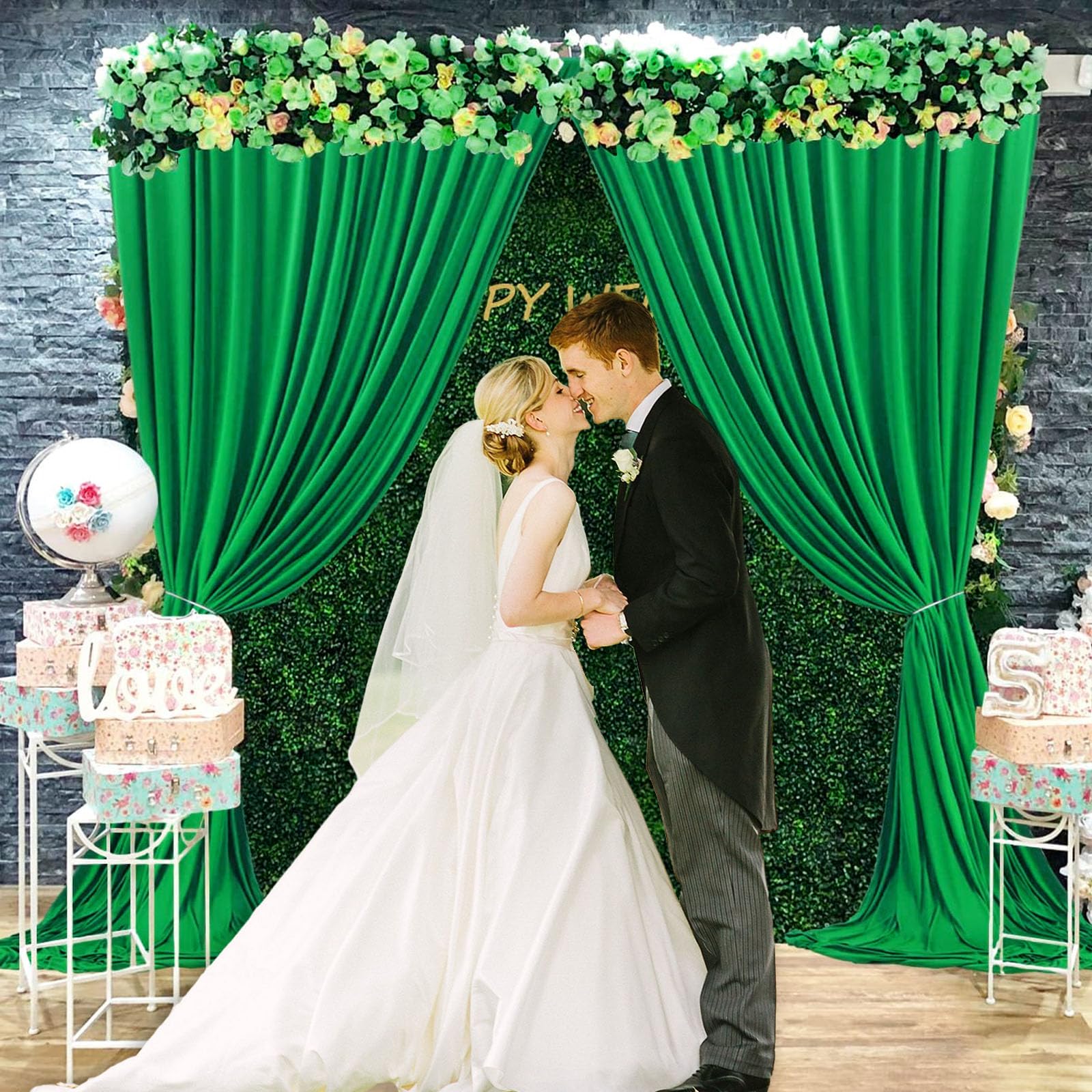 10 X 10 Feet Grass Green Backdrop Curtain For Partie, Background Curtains For Photoshoot, Birthday, Wedding, Halloween, Thanksgi