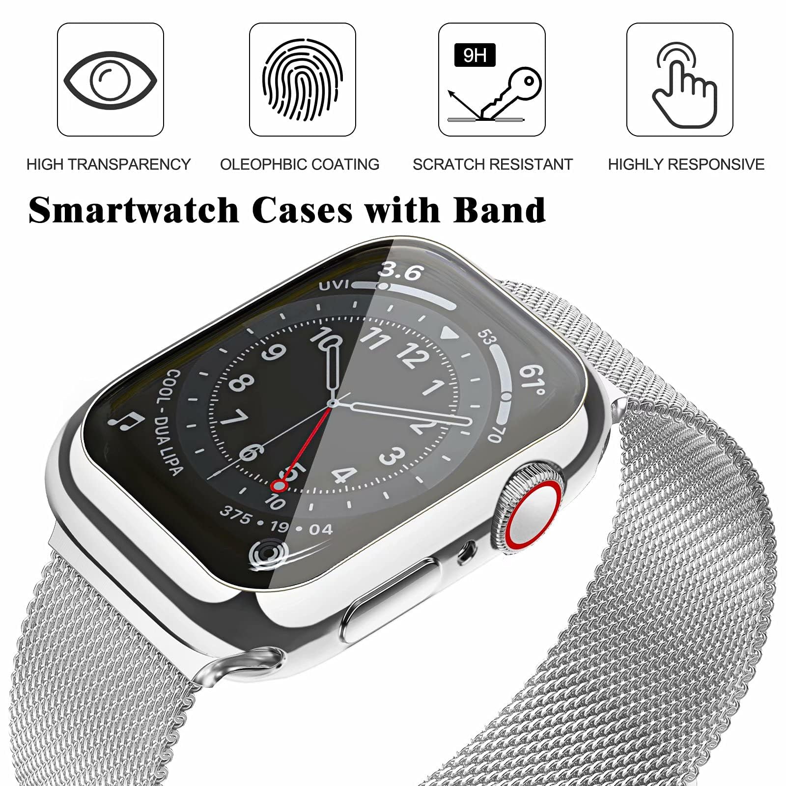 Geoumy Metal Magnetic Bands Compatible For Apple Watch Band Series 10 46Mm With Case, Stainless Steel Milanese Mesh Loop Replace