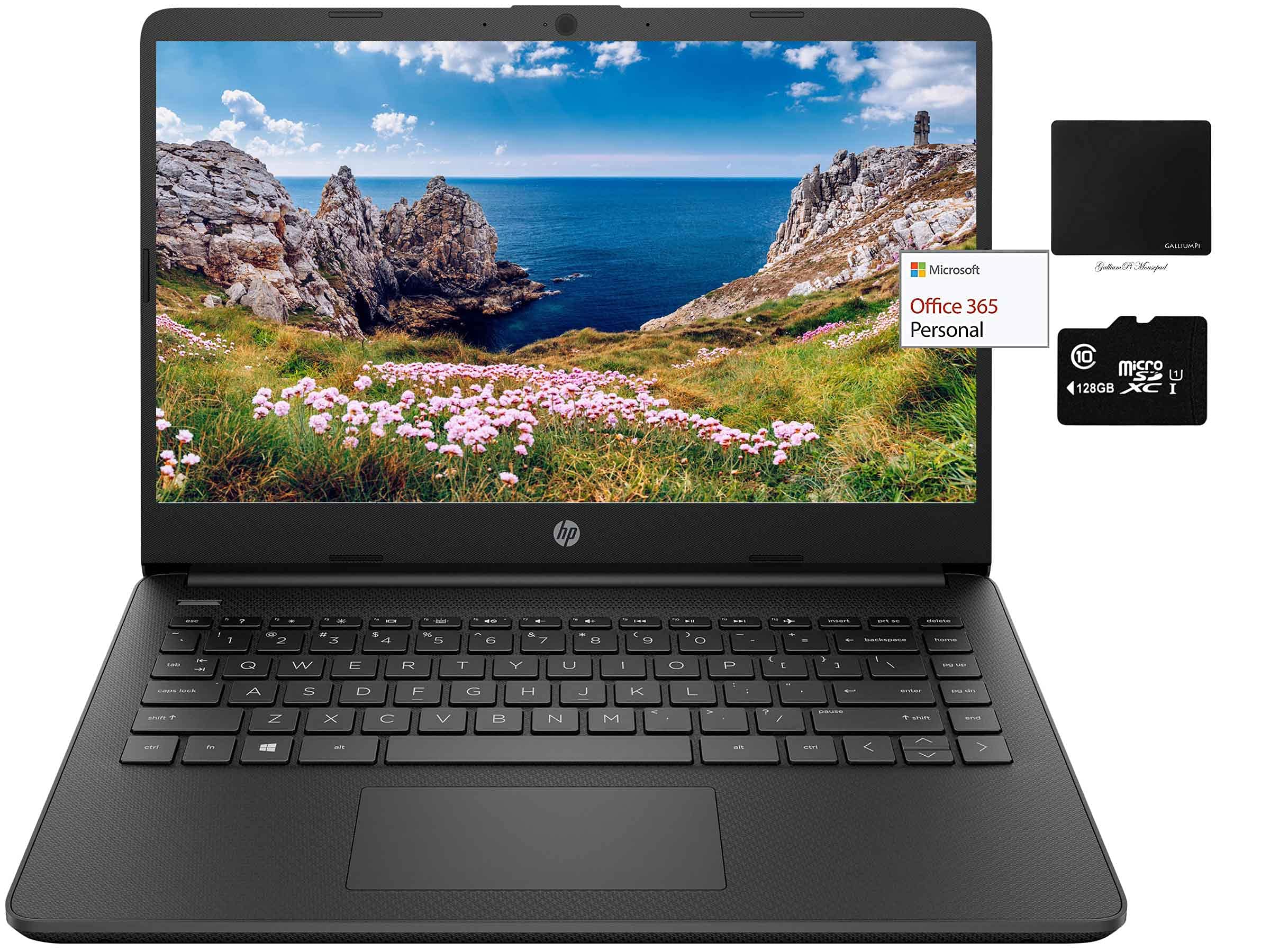 Hp 14'' Thin Light Laptop, Intel 2-Core N4020, 16Gb Ram, 192Gb Storage(64Gb Emmc+128Gb Micro Sd),1Yr Office, Win 11 Bundle W/Gal