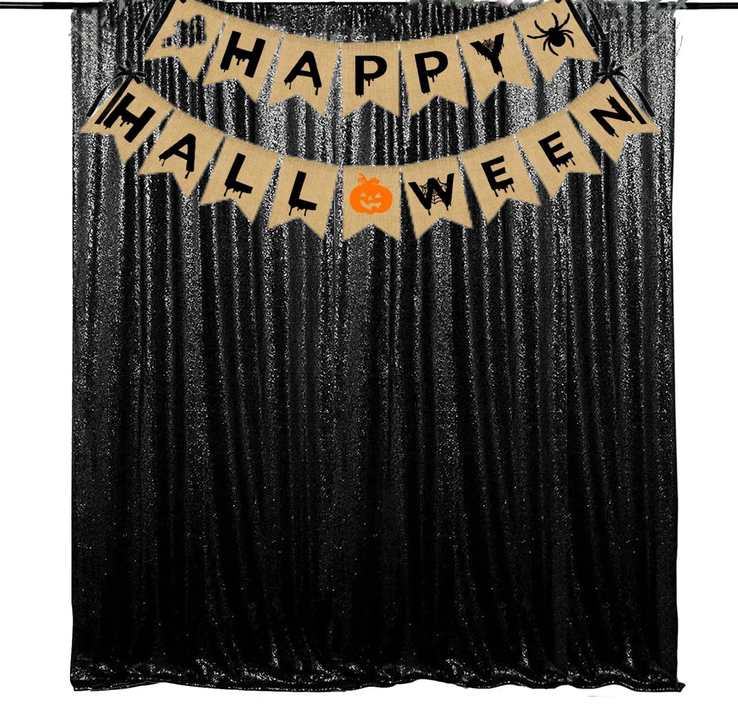 Jyflzq Black Sequin Backdrop Curtains 10Ft X 10Ft 1 Panel Halloween Backdrop Glitter Photo Booth Backdrops Sparkly Photography B