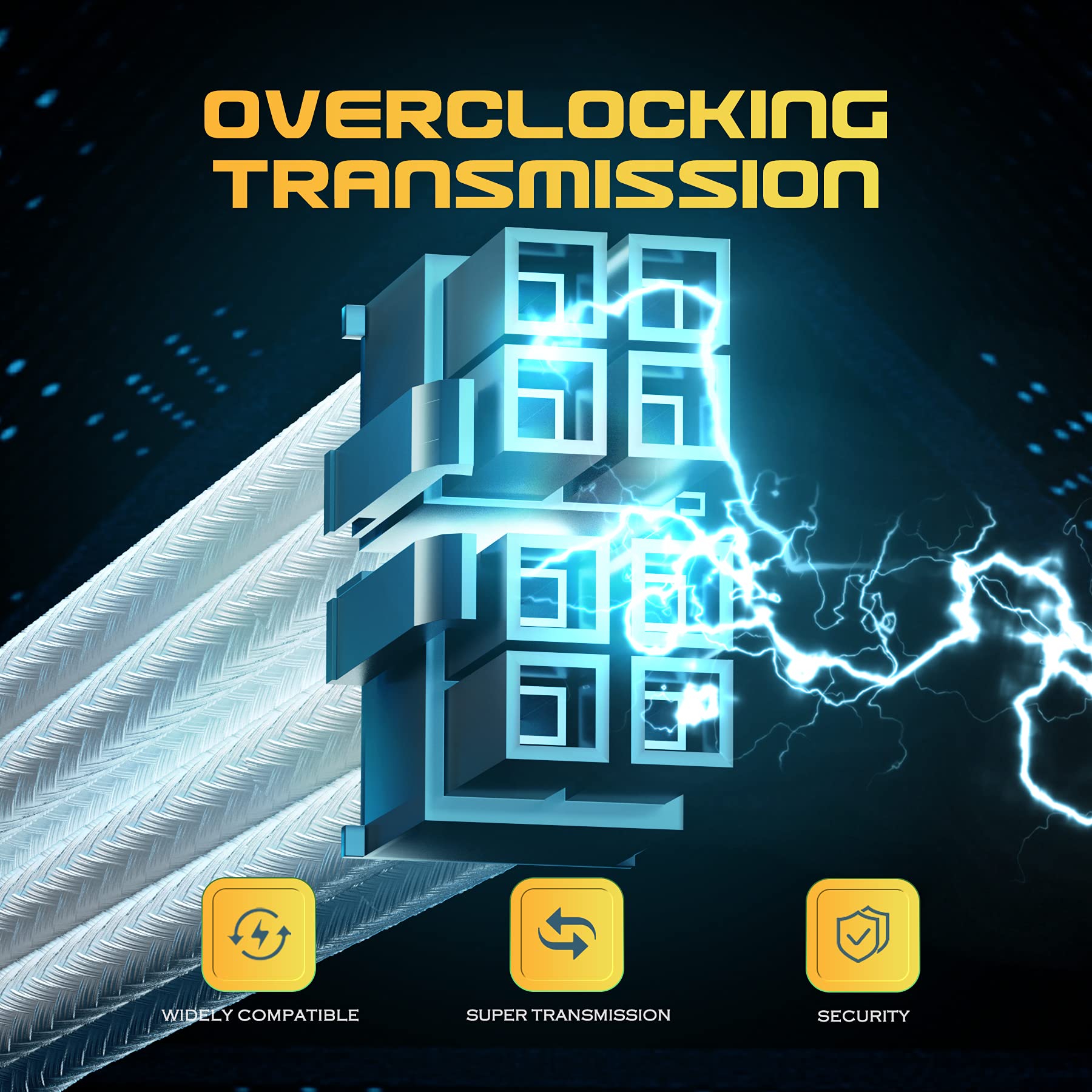 Asiahorse 16Awg Pro Power Supply Sleeved Cable, White Power Supply Extension Cable Dual Eps Kit, 1X24 Pin/ 2X8 Port (4+4) M/B,3X