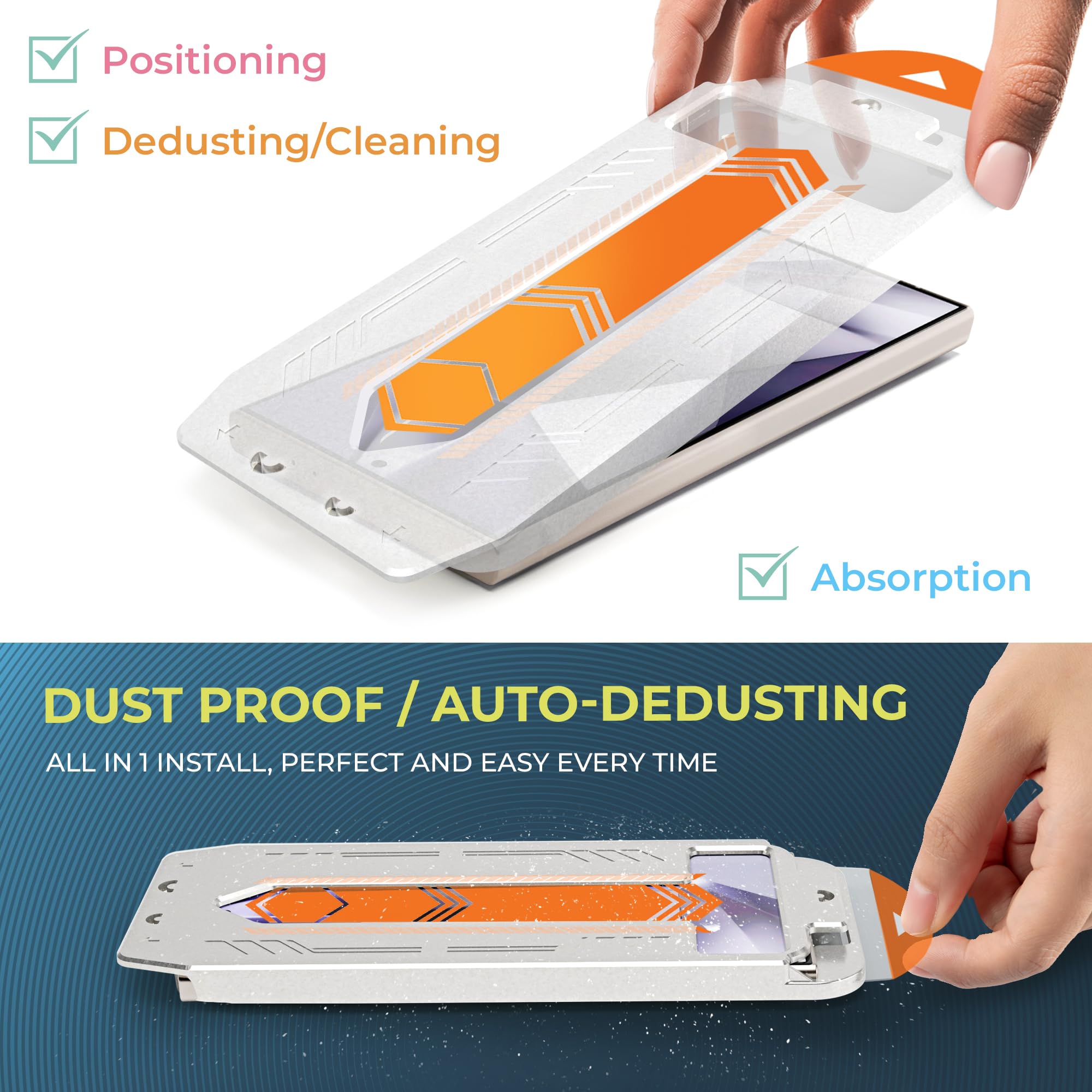 Power Theory For Samsung S24 Ultra Screen Protector Double Tempered Glass, 9H Hardness, [Benefits American Cancer Society], Perf