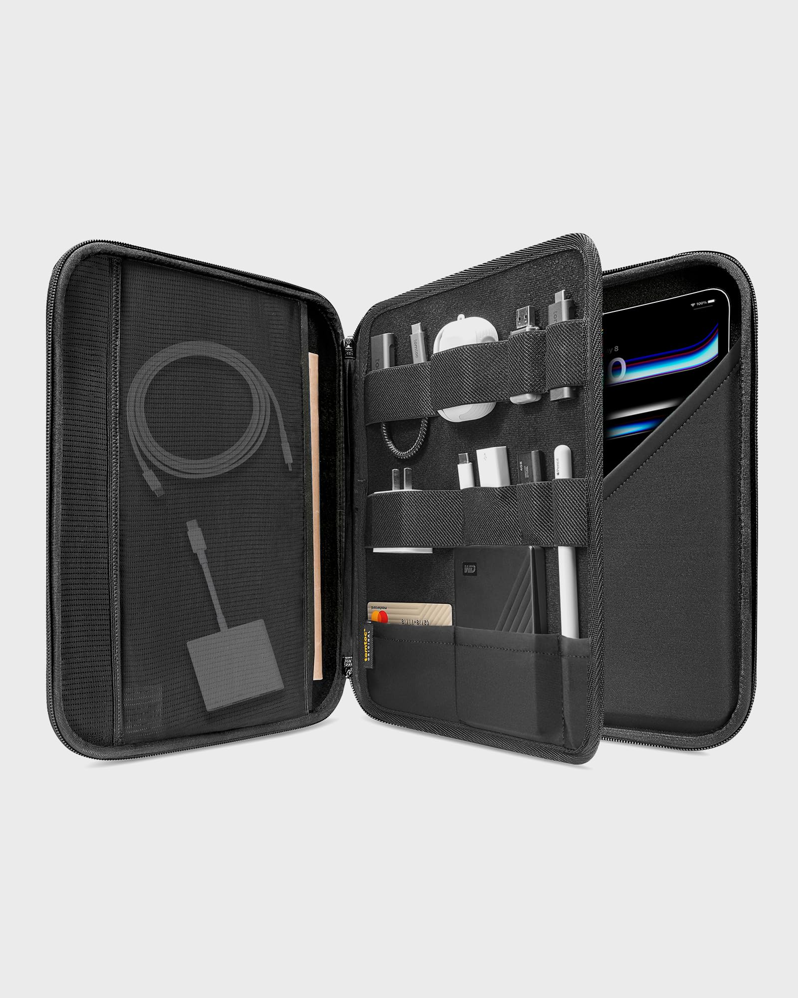 Tomtoc Portfolio Case For 13 Inch Ipad Pro M4 2024 & Ipad Air M2, 12.9 In Ipad Pro M2/M1, Protective Sleeve With Accessories Poc