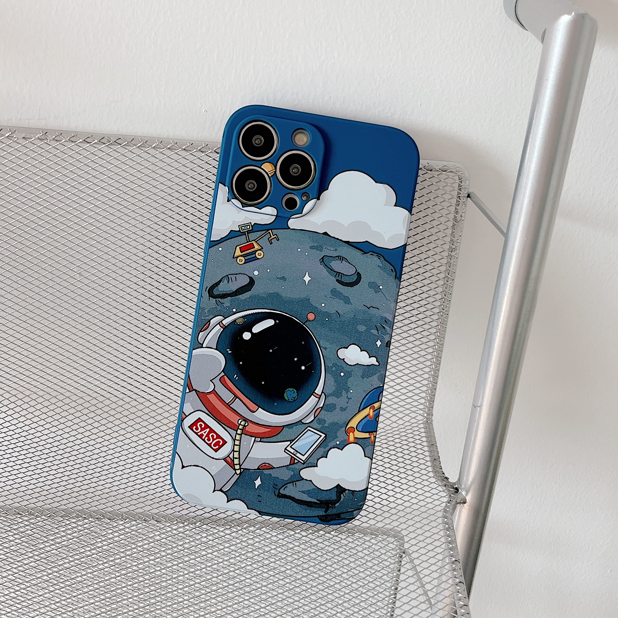 Yonds Queen iPhone 14 Plus Case Cartoon Astronaut Planet Moon Space Soft TPU Shockproof Blue Moons